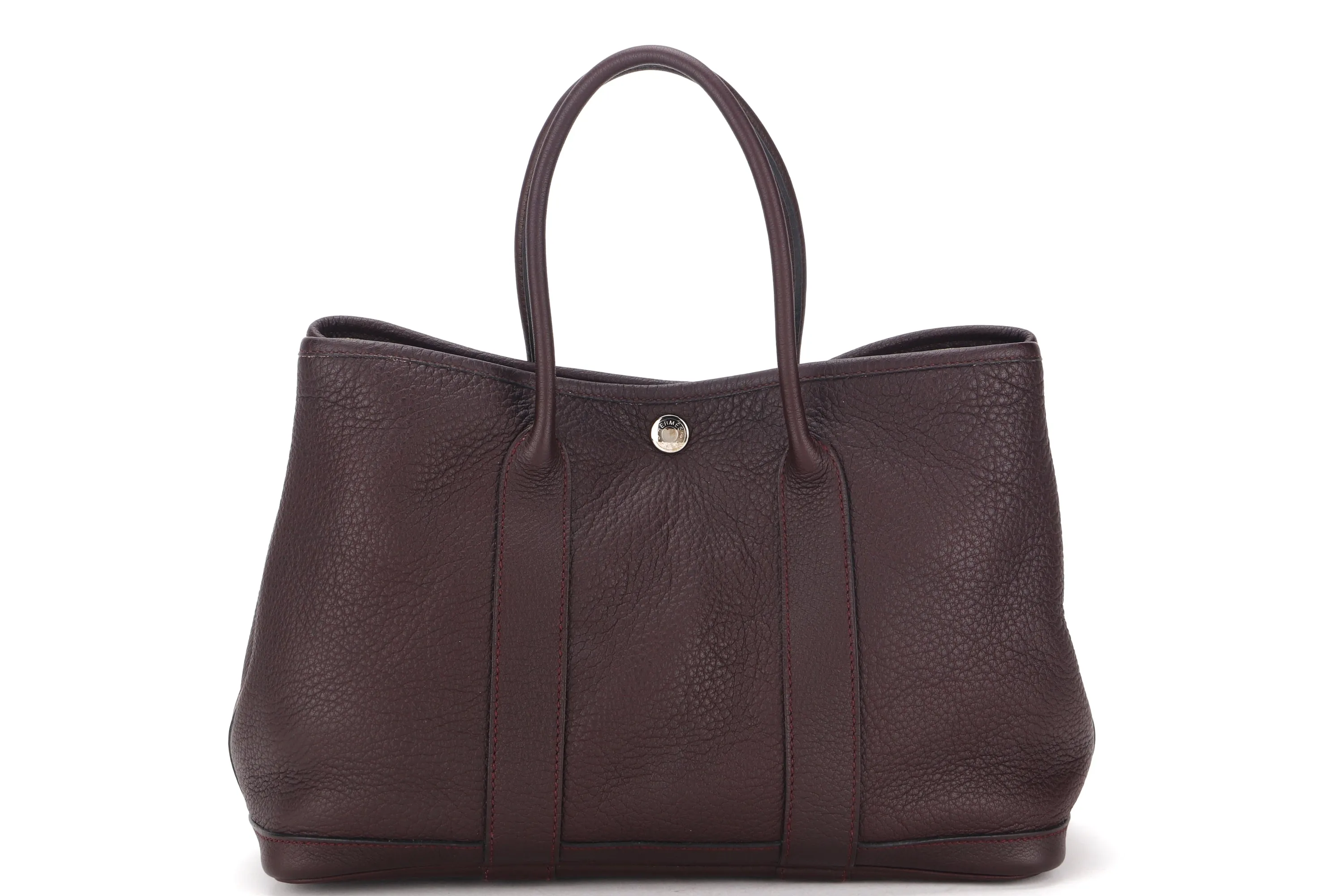 HERMES GARDEN PARTY 30 (STAMP N SQUARE) BORDEAUX TOGO LEATHER PALLADIUM HARDWARE, NO DUST COVER