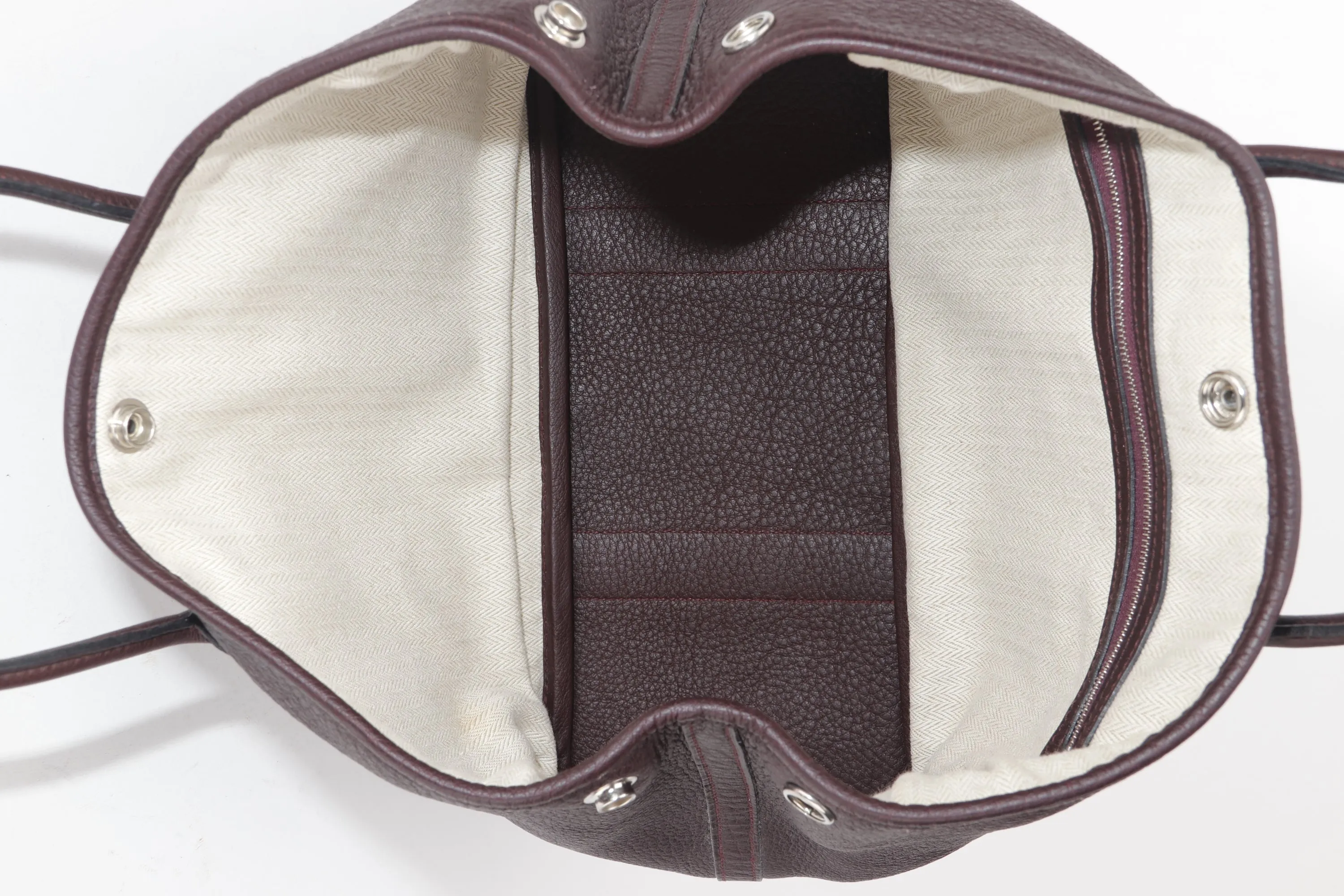 HERMES GARDEN PARTY 30 (STAMP N SQUARE) BORDEAUX TOGO LEATHER PALLADIUM HARDWARE, NO DUST COVER