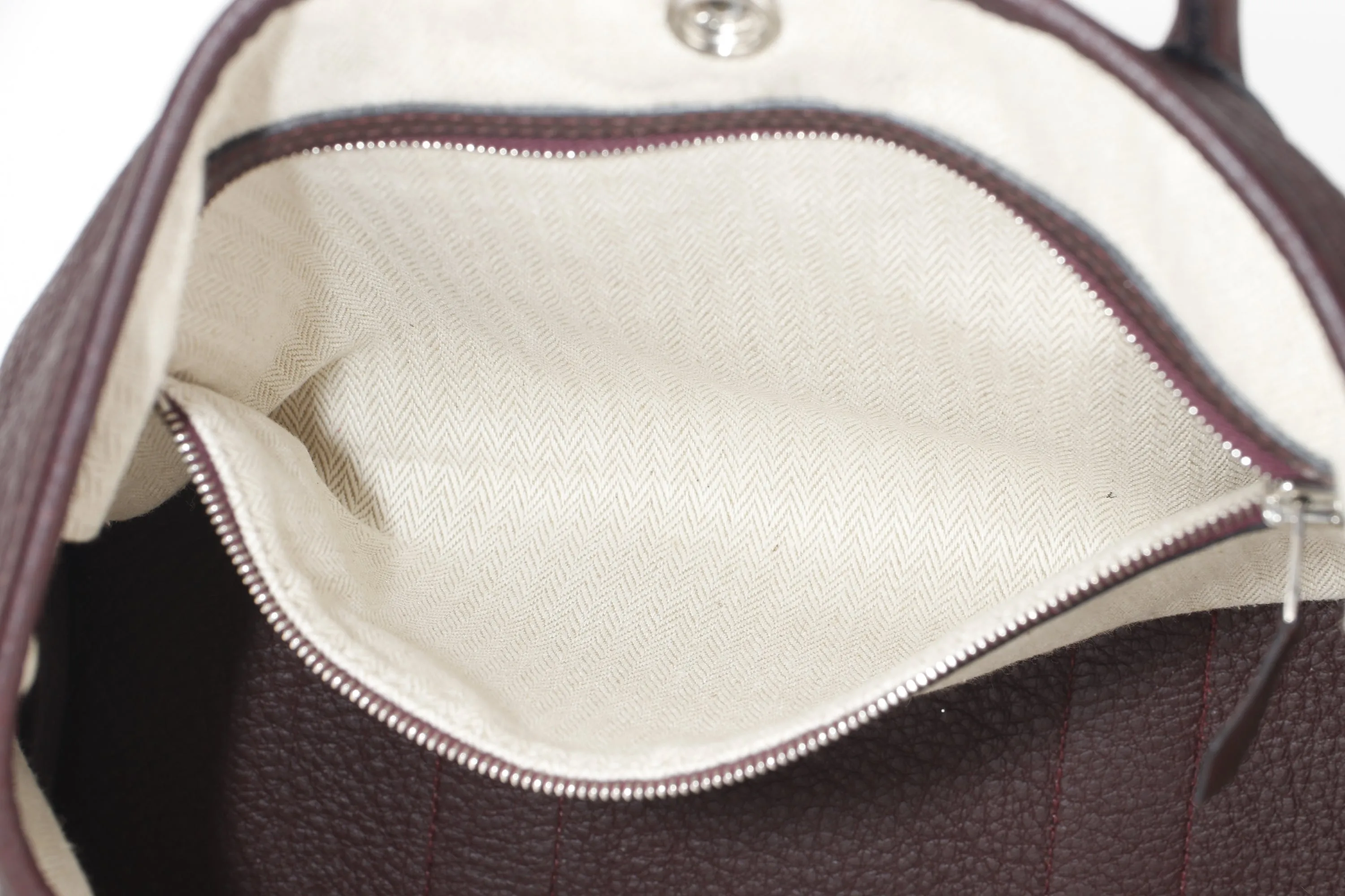 HERMES GARDEN PARTY 30 (STAMP N SQUARE) BORDEAUX TOGO LEATHER PALLADIUM HARDWARE, NO DUST COVER