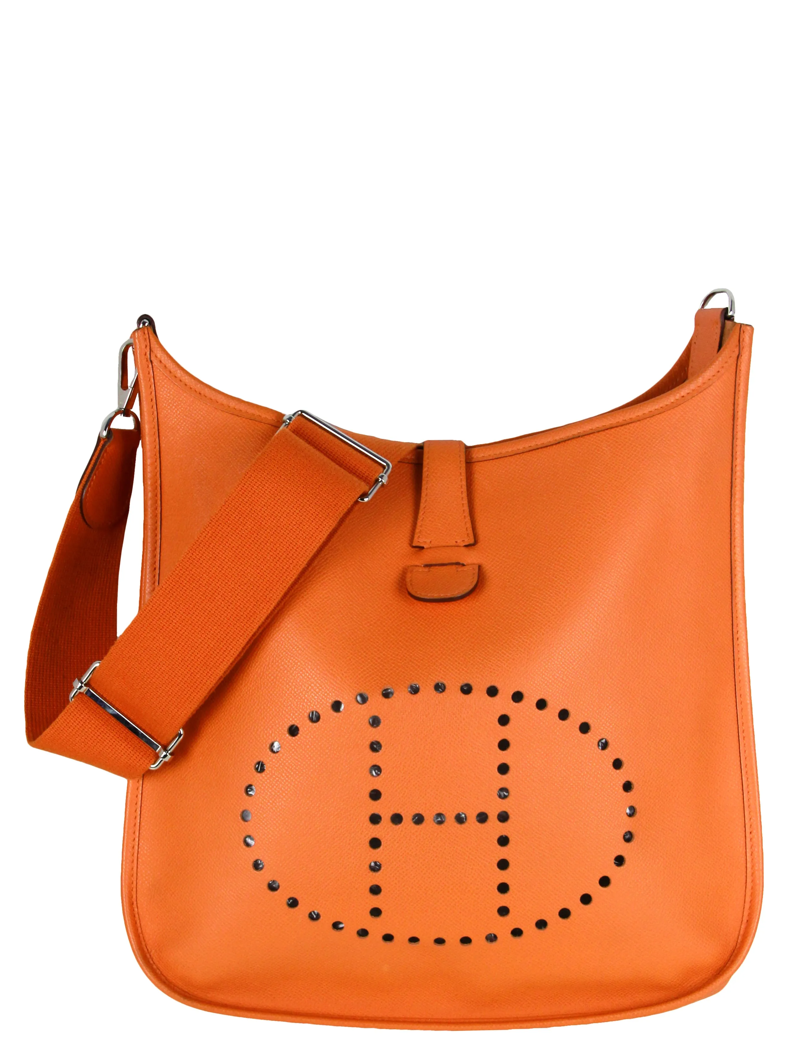 Hermes Orange Epsom Leather Evelyne III GM Messenger Bag