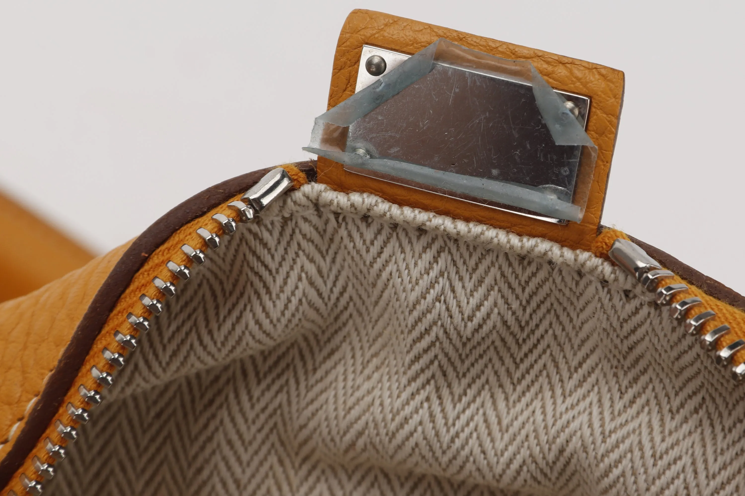 HERMES VICTORIA 34 (STAMP P 2012) MUSTARD CLEMENCE LEATHER SILVER HARDWARE, WITH KEYS, LOCK & DUST COVER