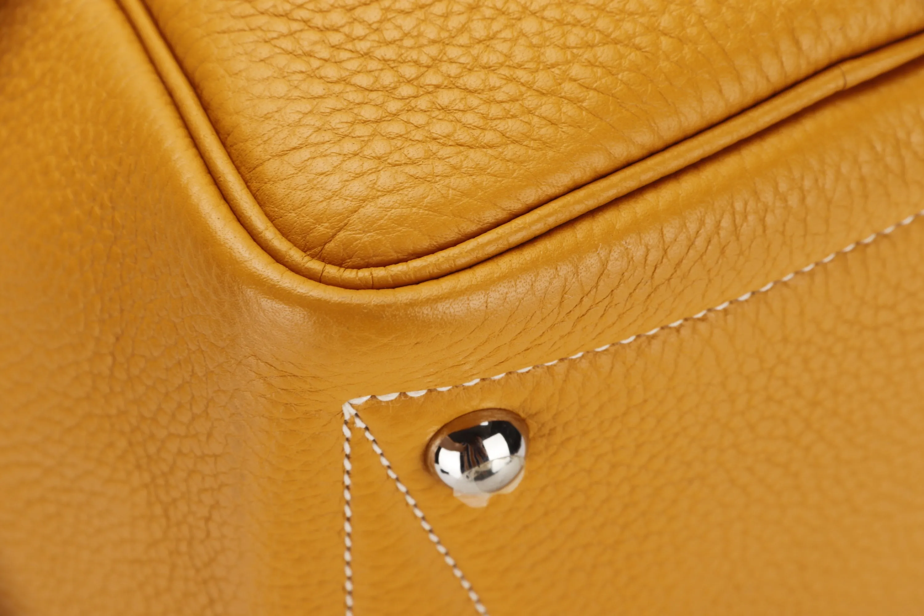 HERMES VICTORIA 34 (STAMP P 2012) MUSTARD CLEMENCE LEATHER SILVER HARDWARE, WITH KEYS, LOCK & DUST COVER