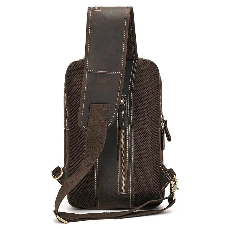 High-Capacity Leather Chest Bag Crossbody Sling Bag for Men