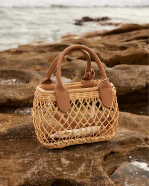 HOLIDAY HANDLE BAG - NATURAL RATTAN-TAN