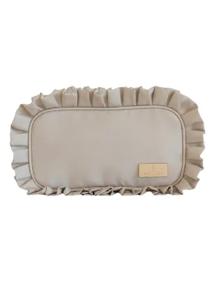 Hollis Ruffled Nylon Medium Pouch - Nude
