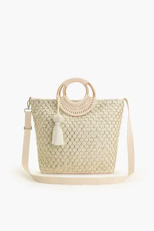 Honeycomb Natural Lurex Tote