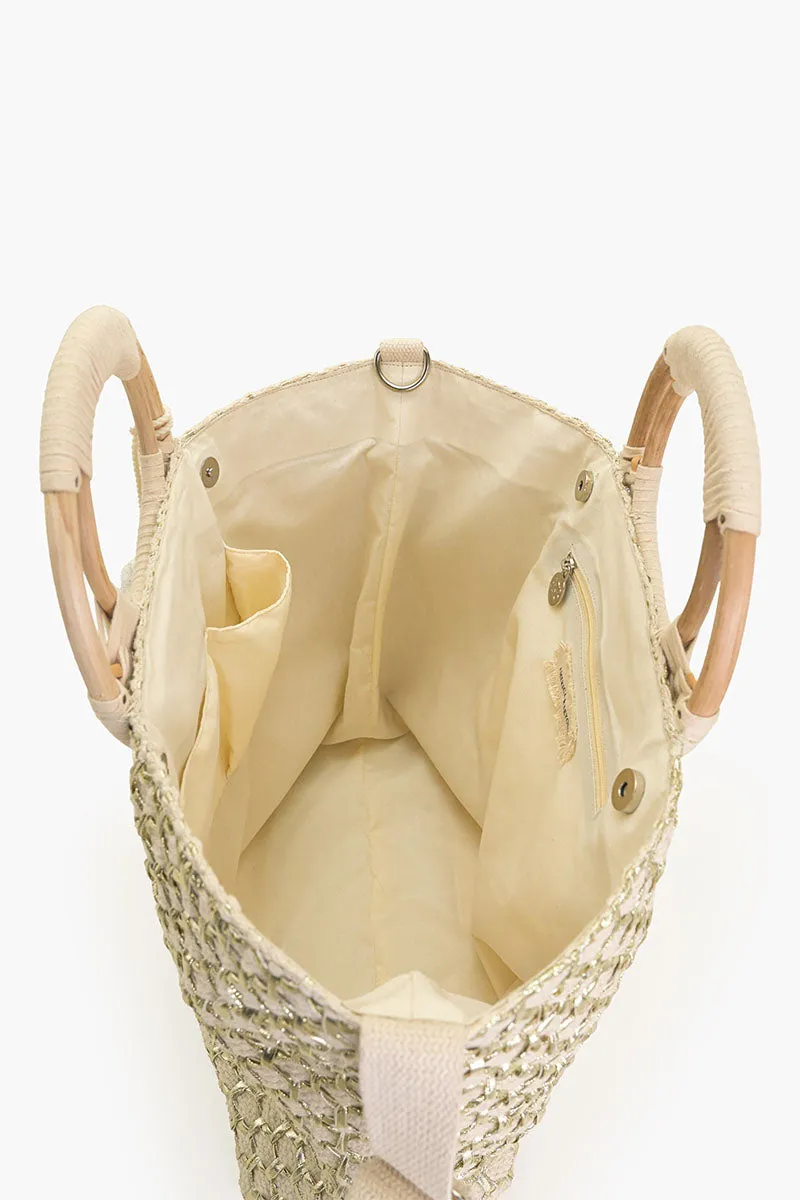 Honeycomb Natural Lurex Tote