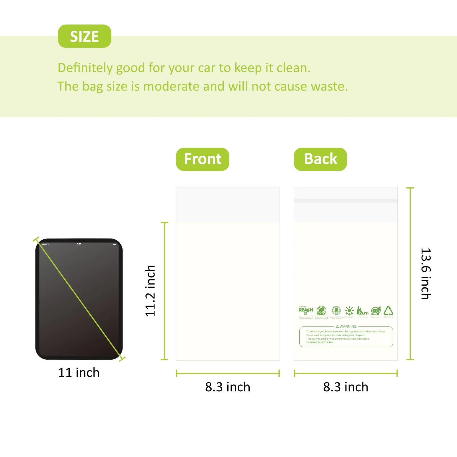 iGelato 40 Pcs Car Trash Bags, Disposable Biodegradable Self Adhesive Garbage Bag for Vehicle,Bedroom, Office