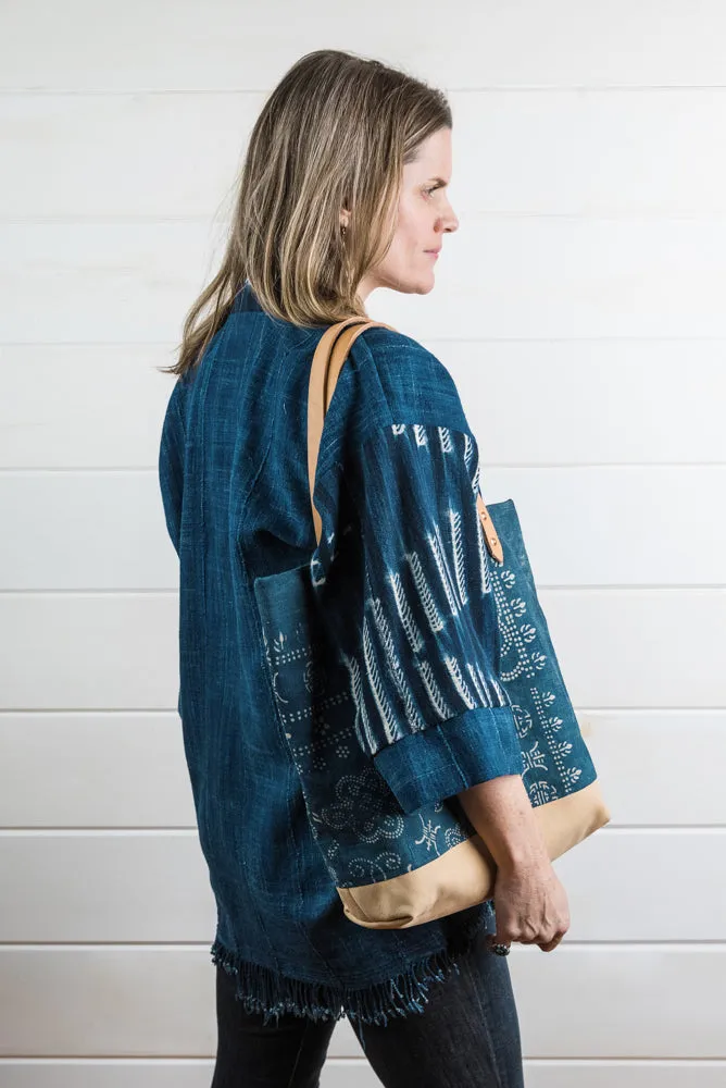Indigo Batik   Leather Tote