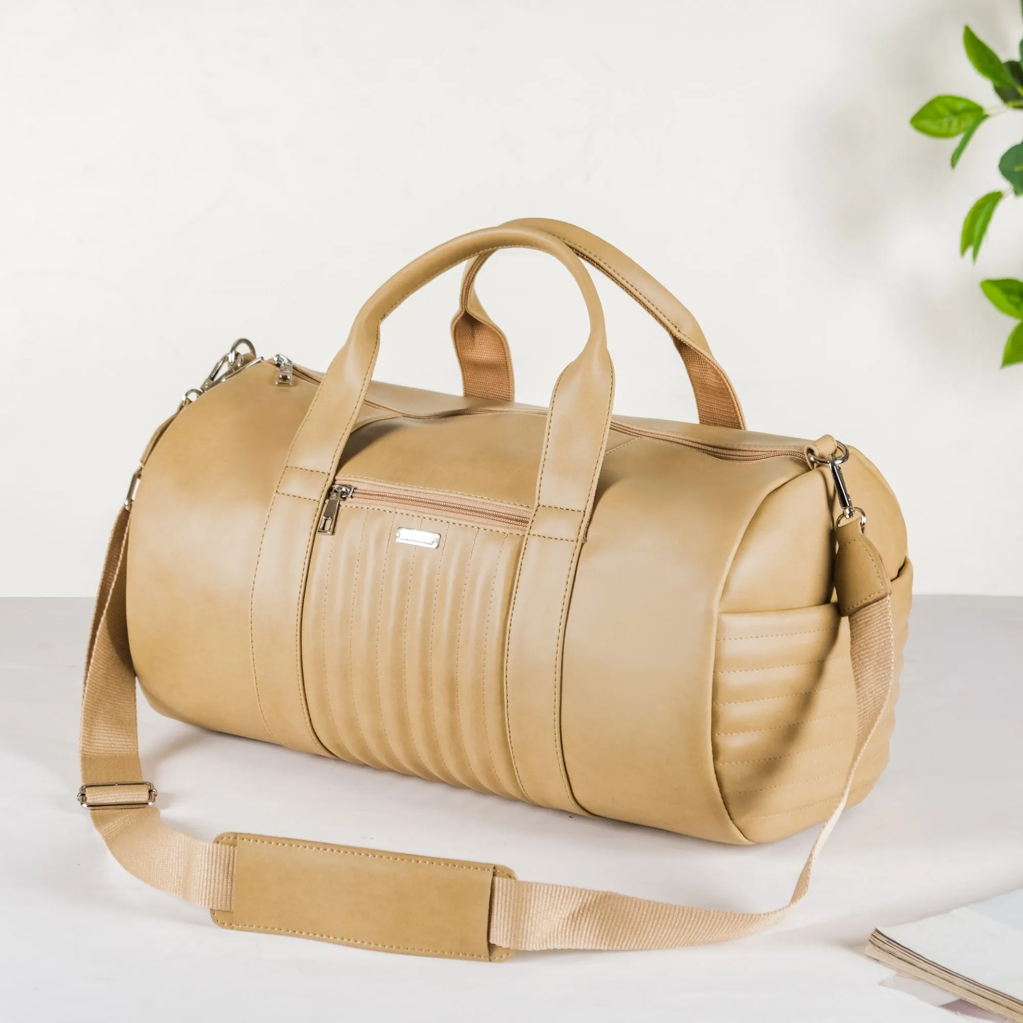 Jet-Setter Duffle Bag Beige Large 17x9 Inch