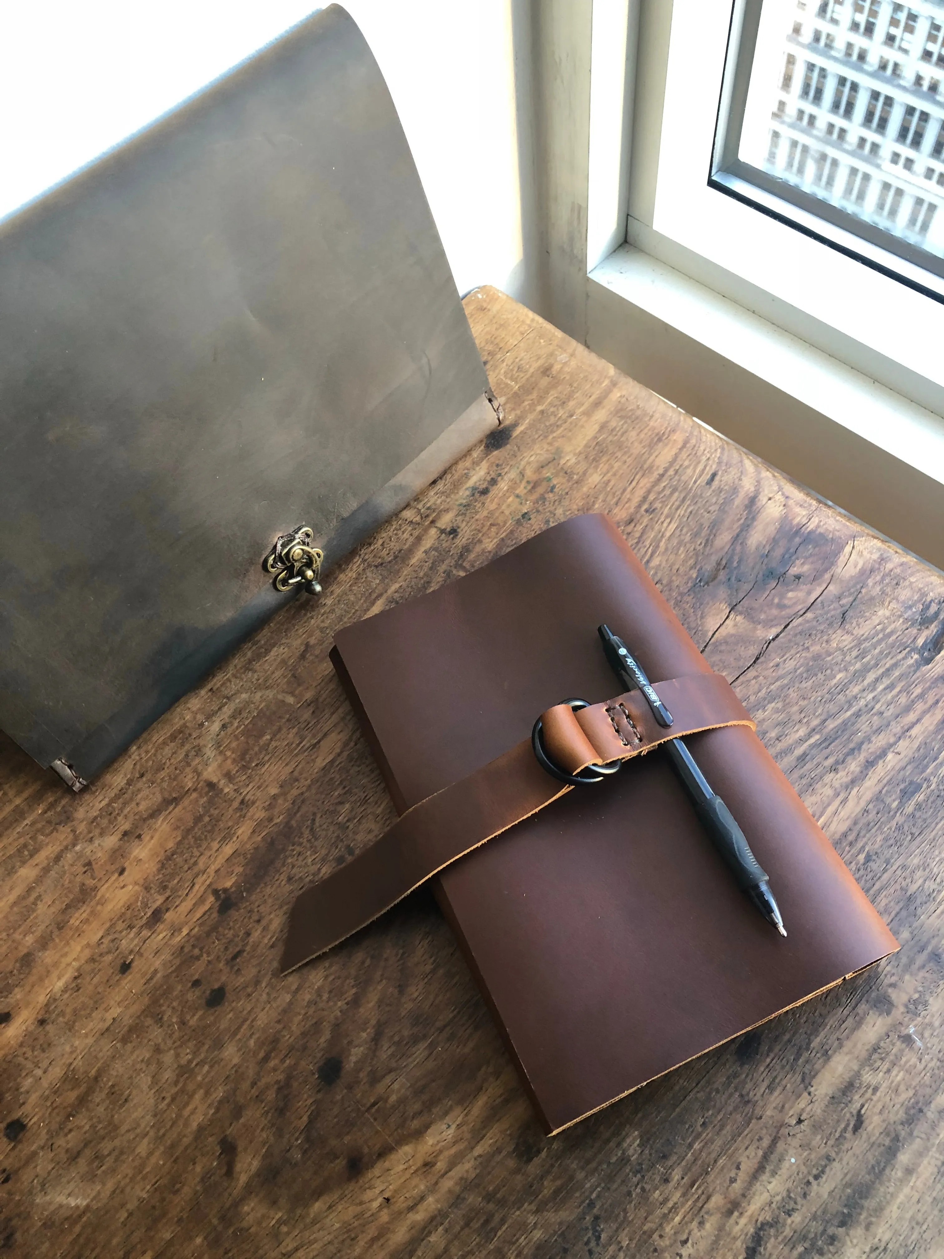Journal gift, Leather notebook, Travel diary, Custom made in NYC by hand
