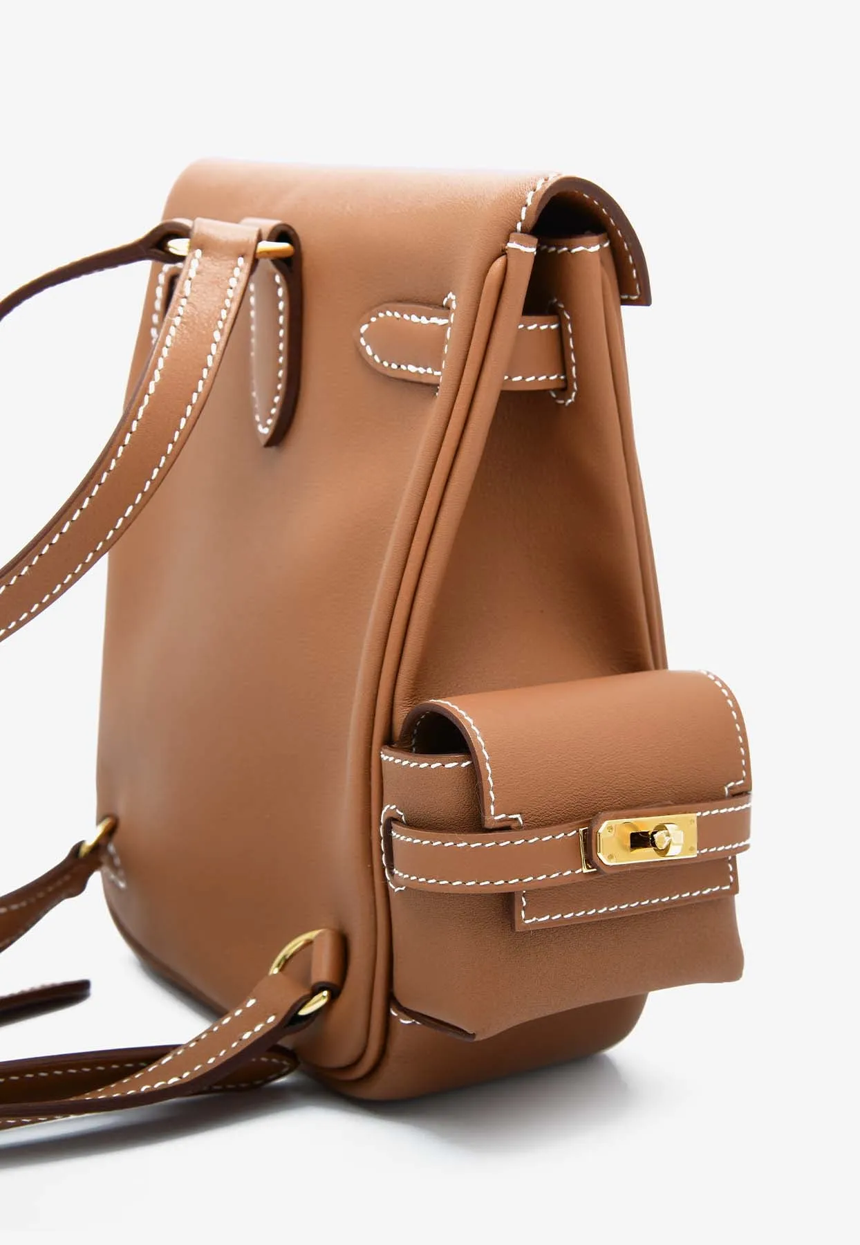 Kelly Jump Backpack in Gold Swift Leather with Gold Hardware