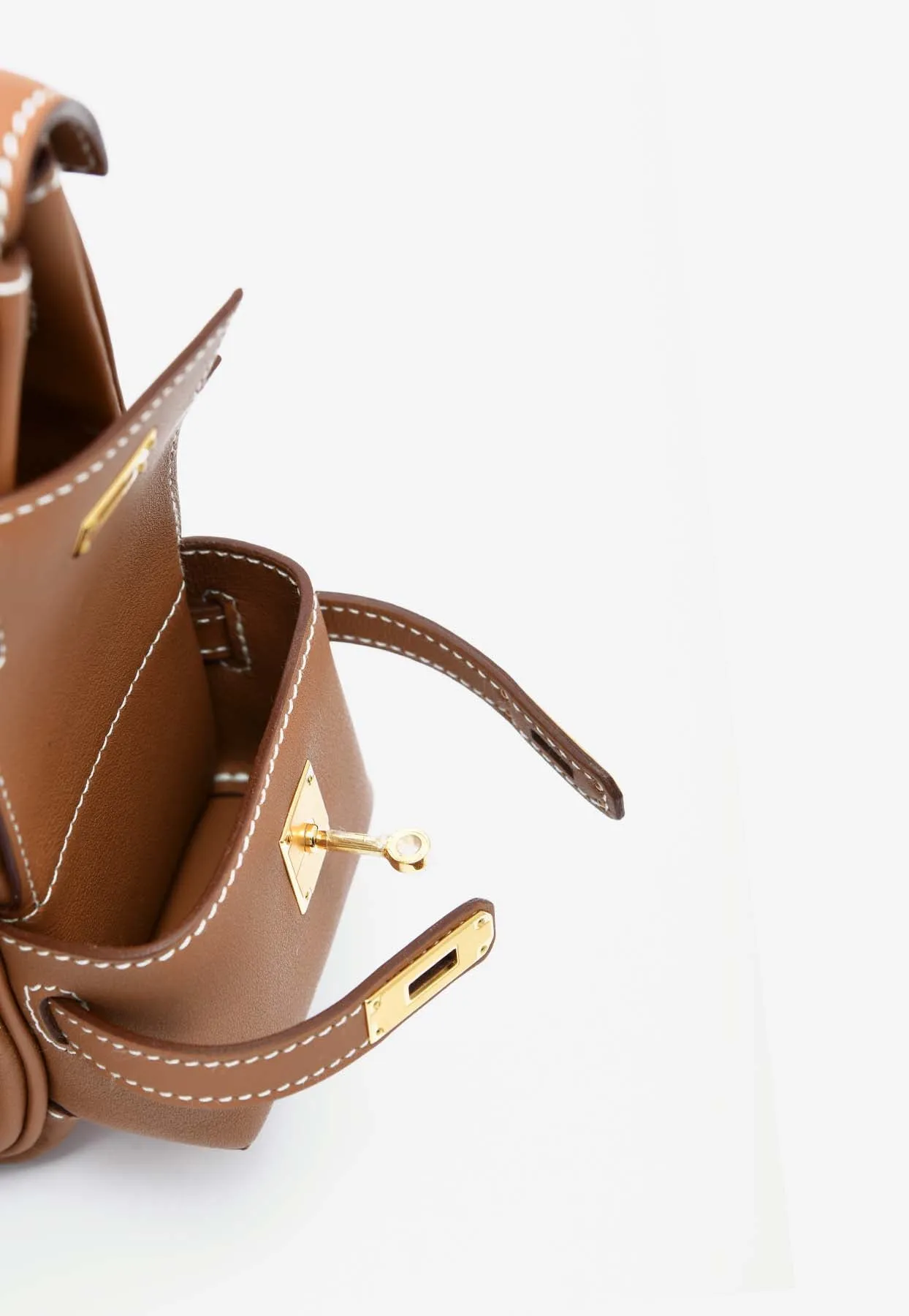 Kelly Jump Backpack in Gold Swift Leather with Gold Hardware
