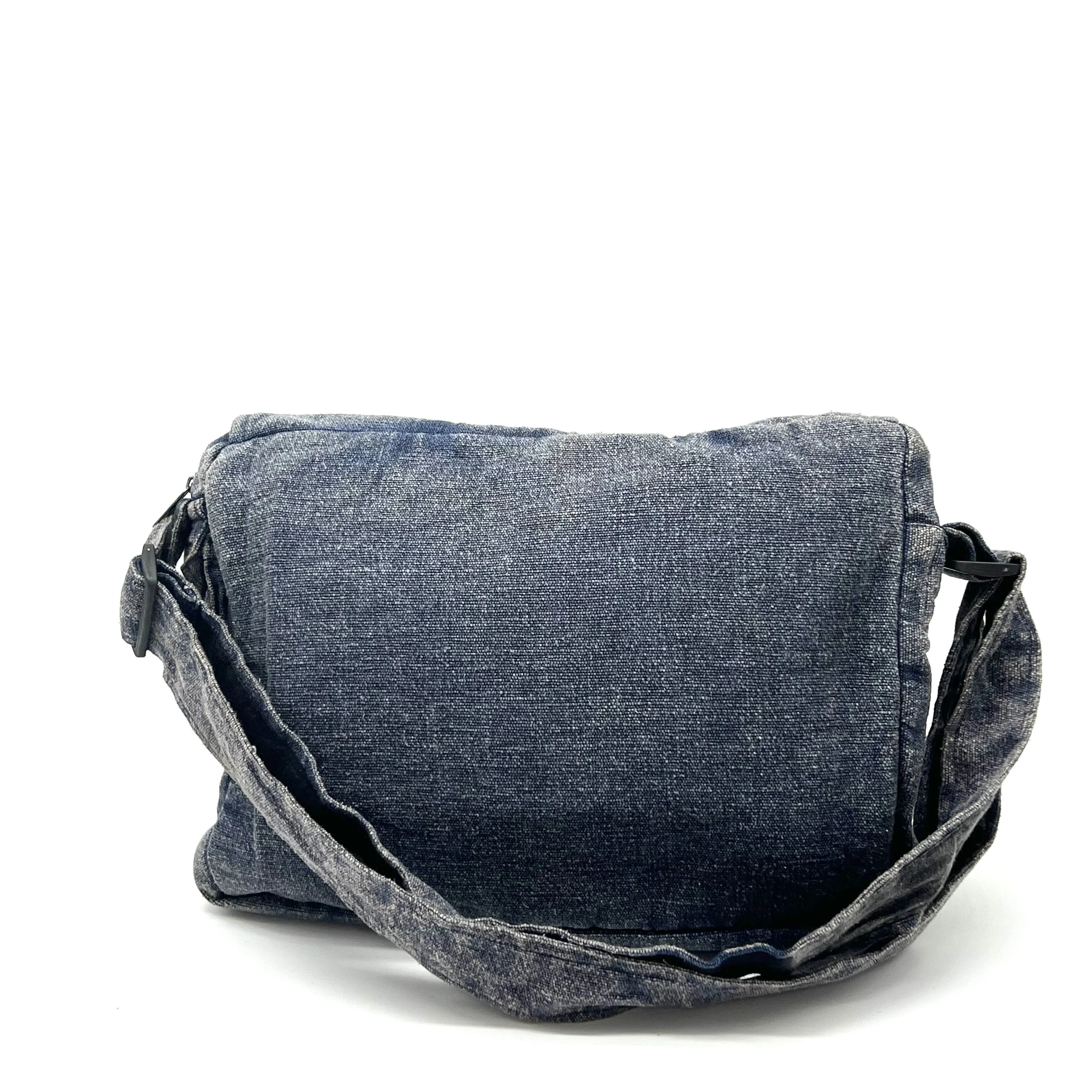 Koshi Blue Stone-Washed Embroidered Laptop Messenger Bag