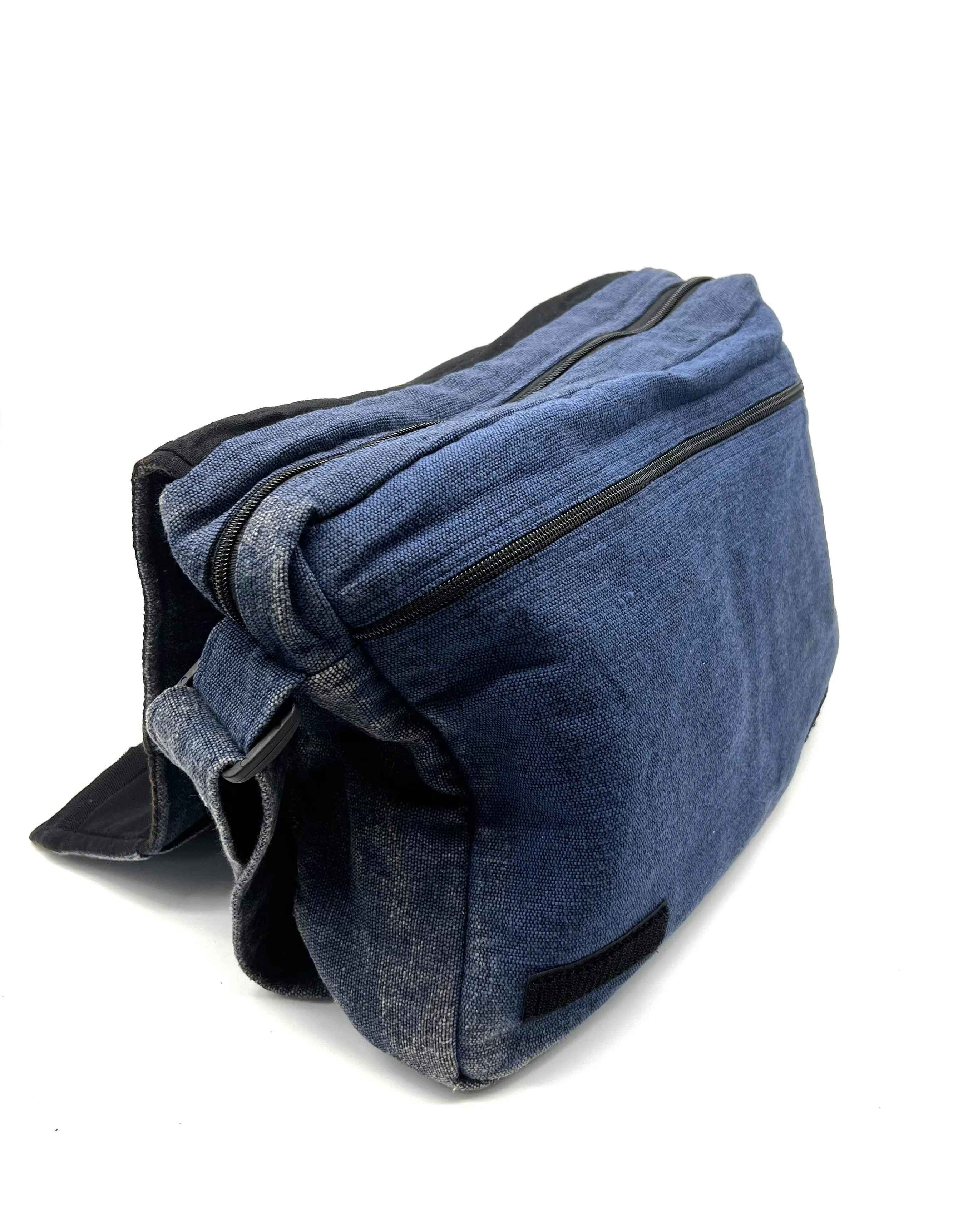 Koshi Blue Stone-Washed Embroidered Laptop Messenger Bag
