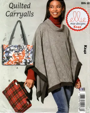 Kwik Sew K242 Ellie Mae Designs Quilted Carryall Bags Out Of Print Sewing Pattern UNCUT Factory Folded