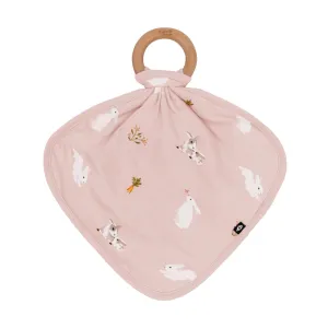 Kyte Baby Lovey with Removable Wooden Teething Ring in Blush Rabbit