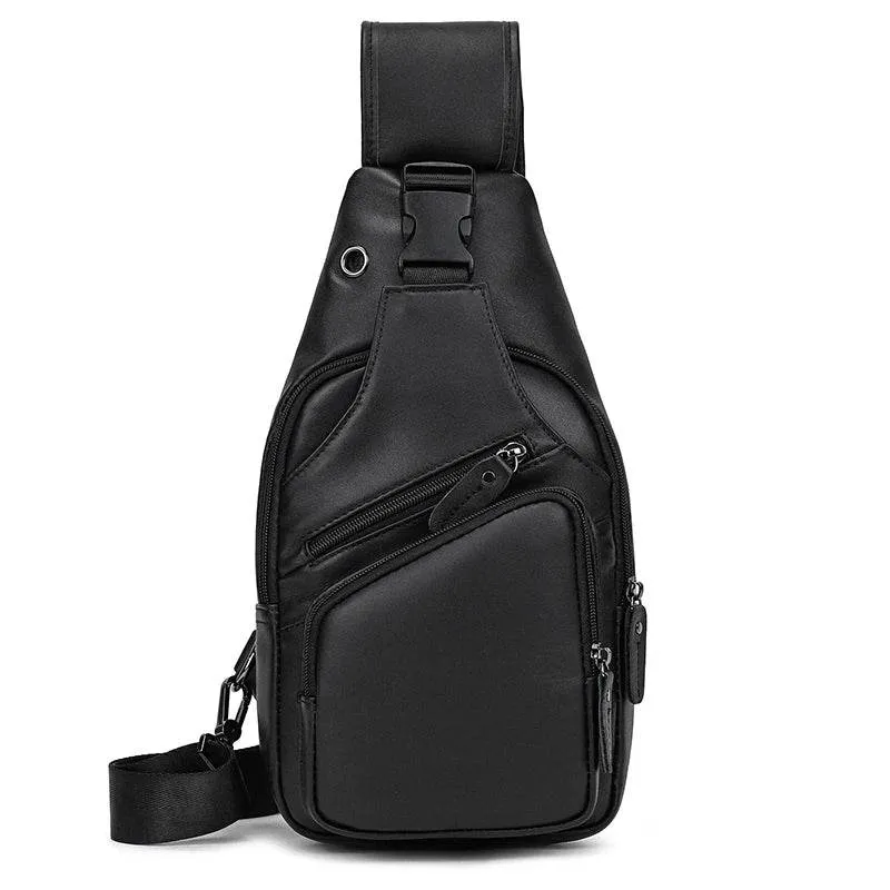 Large Capacity Leather Chest Bag Crossbody Sling Bag for Men