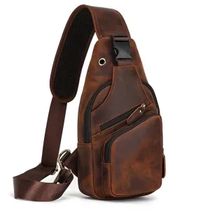Large Capacity Leather Chest Bag Crossbody Sling Bag for Men