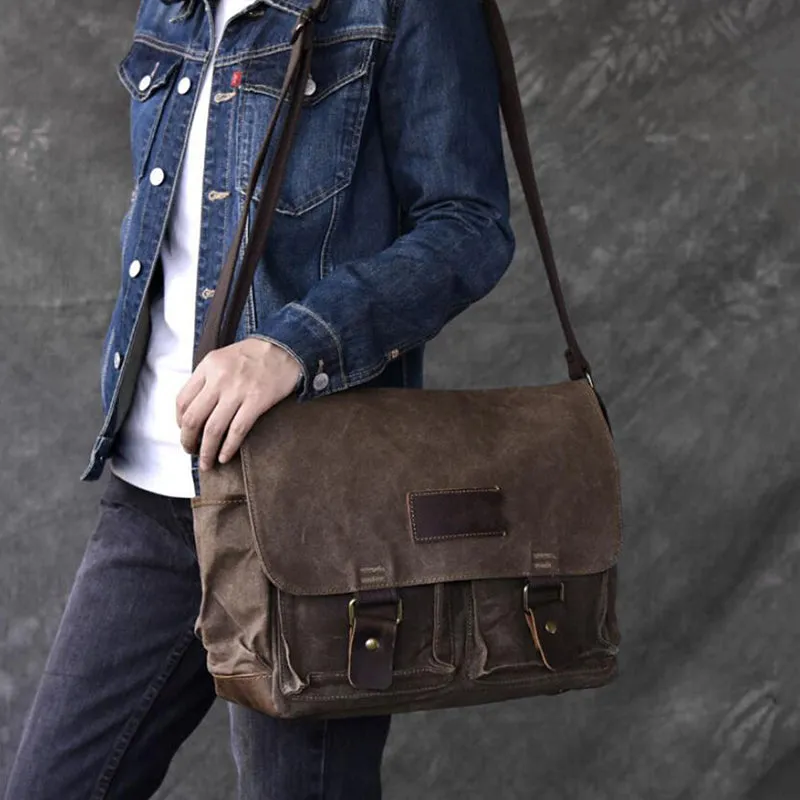 Large Capacity Men Shoulder Bag Canvas Men Messenger Bag Satchel Bag