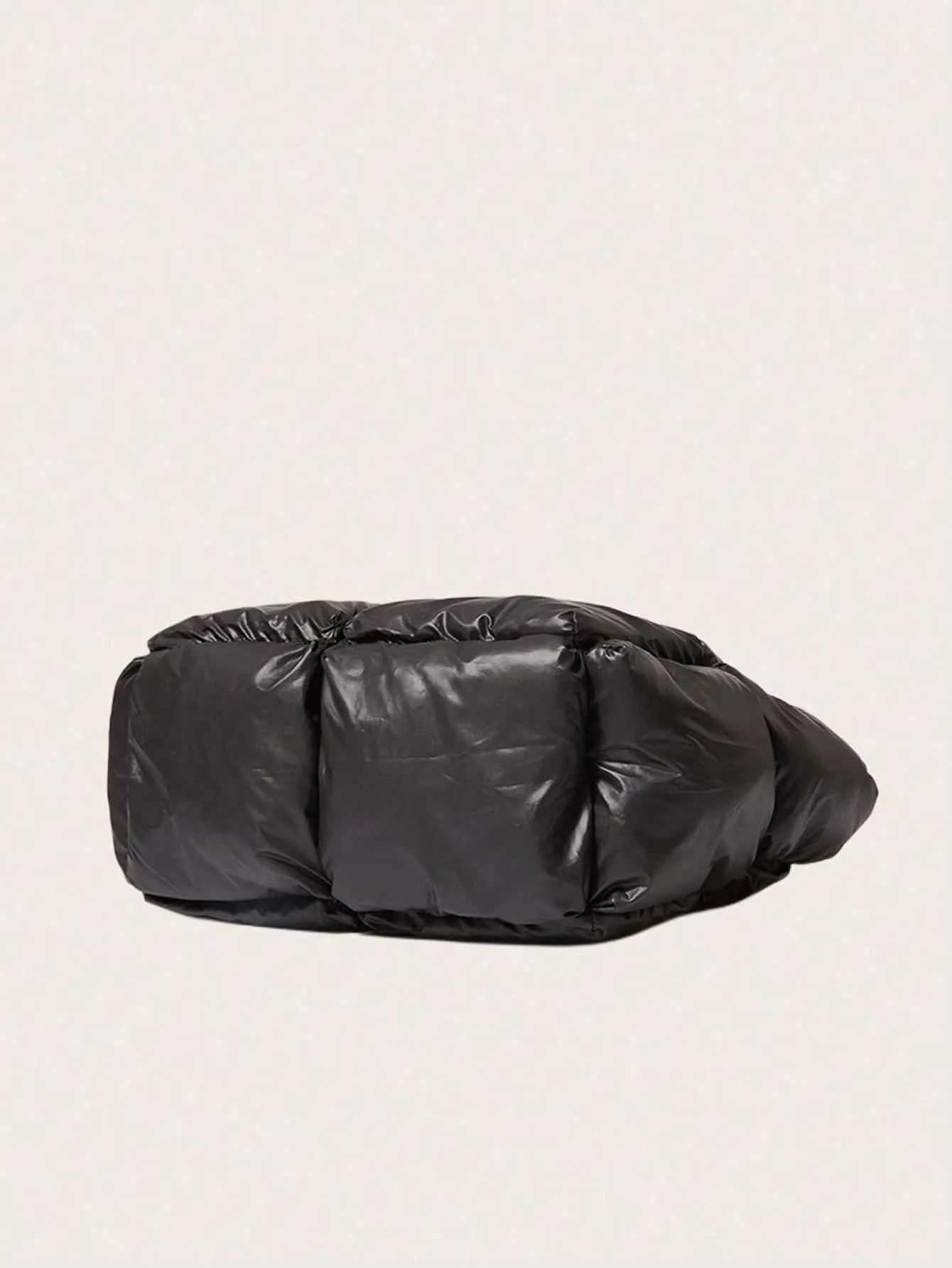 Large Capacity Quilted Padded Shoulder Bag - Black