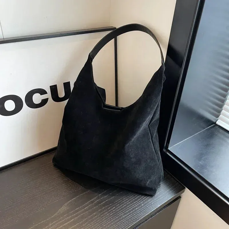 Large Suede Shoulder Bag for Women - Casual Commuter