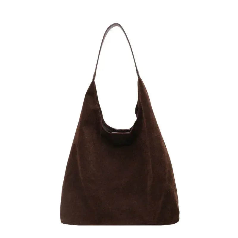 Large Suede Shoulder Bag for Women - Casual Commuter