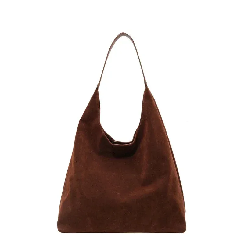 Large Suede Shoulder Bag for Women - Casual Commuter