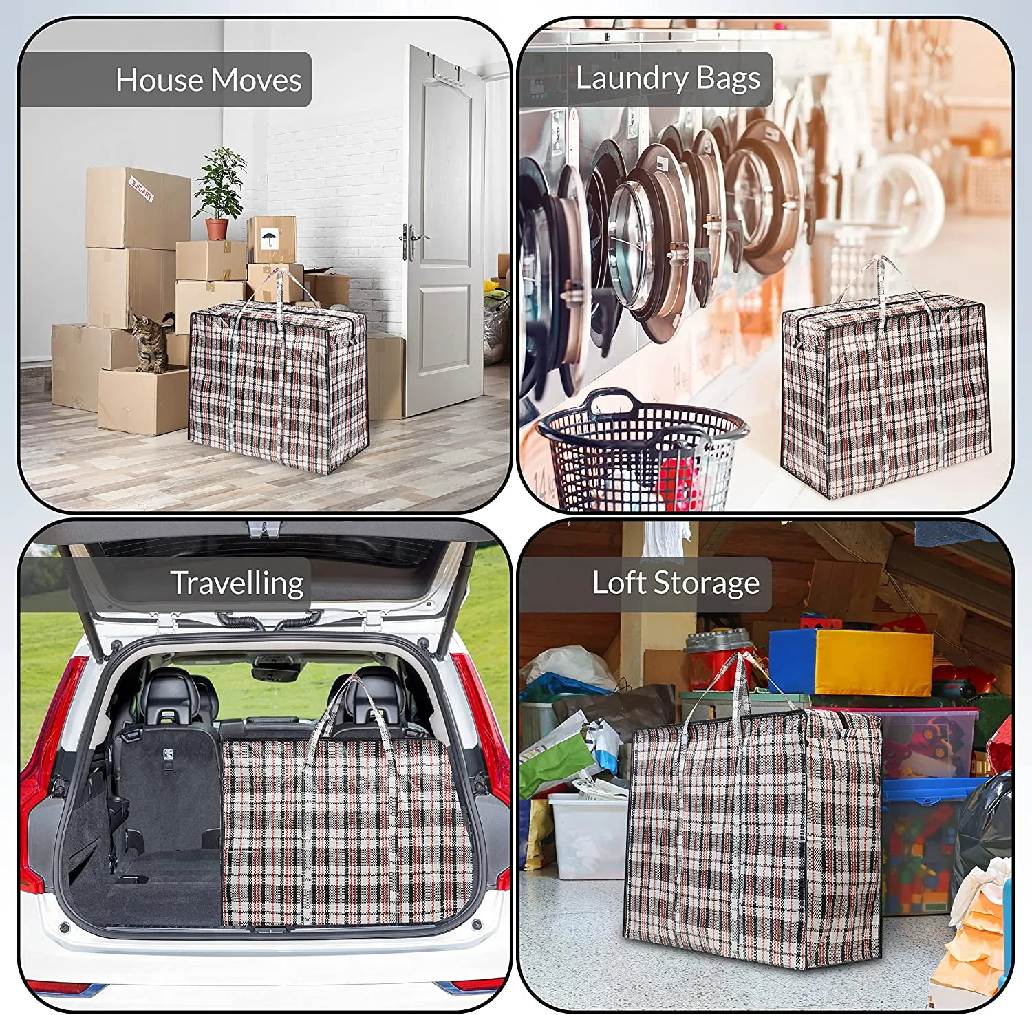 Laundry Bag Heavy Duty Storage Bags Reusable Strong Clothes Storage Bags Zip Nylon Large Boxes for Moving House Clothing & Wardrobe Storage (Pack of 2)
