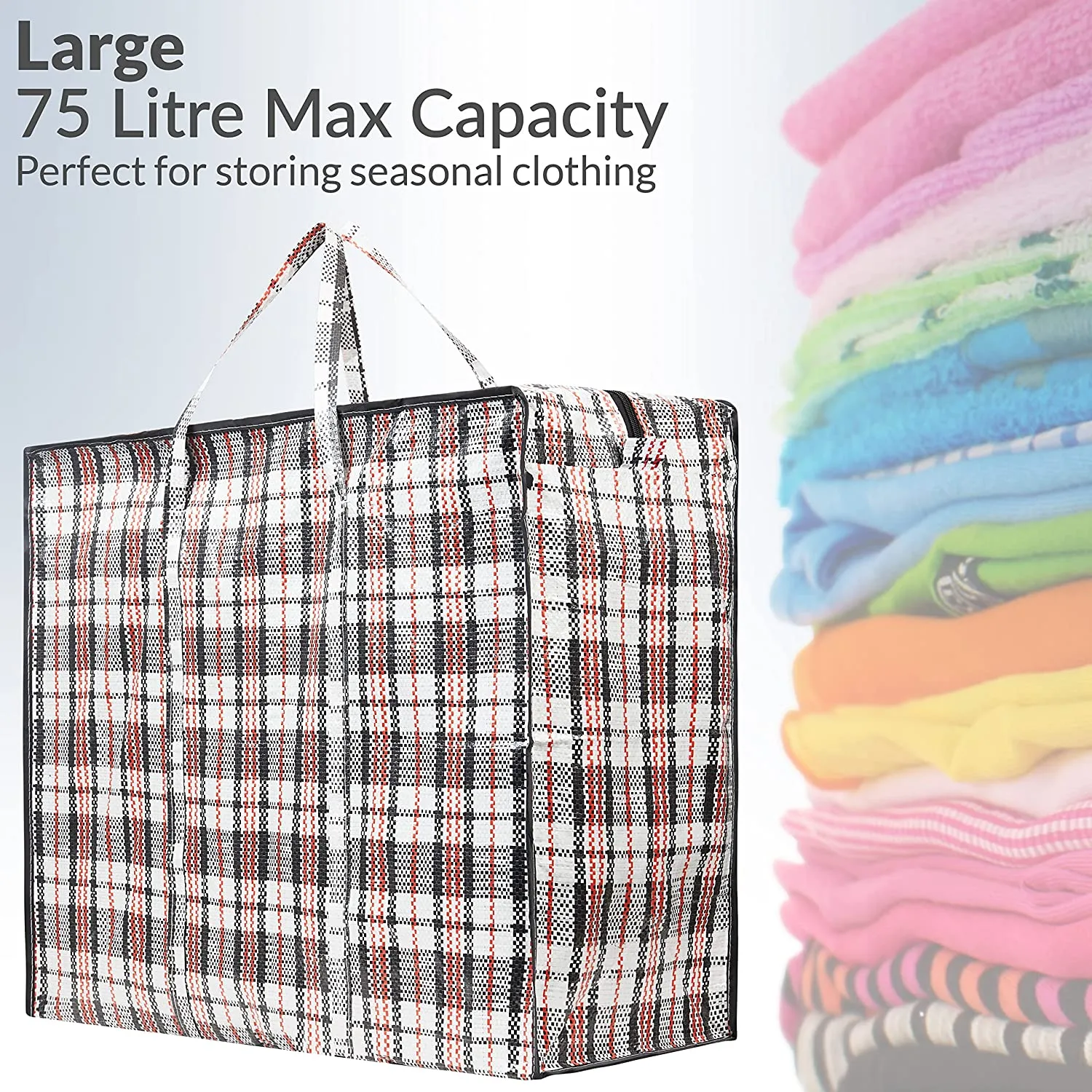 Laundry Bag Heavy Duty Storage Bags Reusable Strong Clothes Storage Bags Zip Nylon Large Boxes for Moving House Clothing & Wardrobe Storage (Pack of 2)