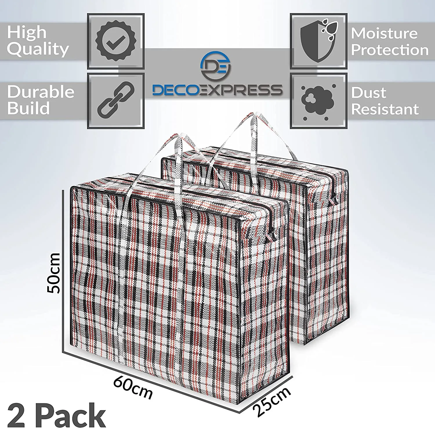 Laundry Bag Heavy Duty Storage Bags Reusable Strong Clothes Storage Bags Zip Nylon Large Boxes for Moving House Clothing & Wardrobe Storage (Pack of 2)