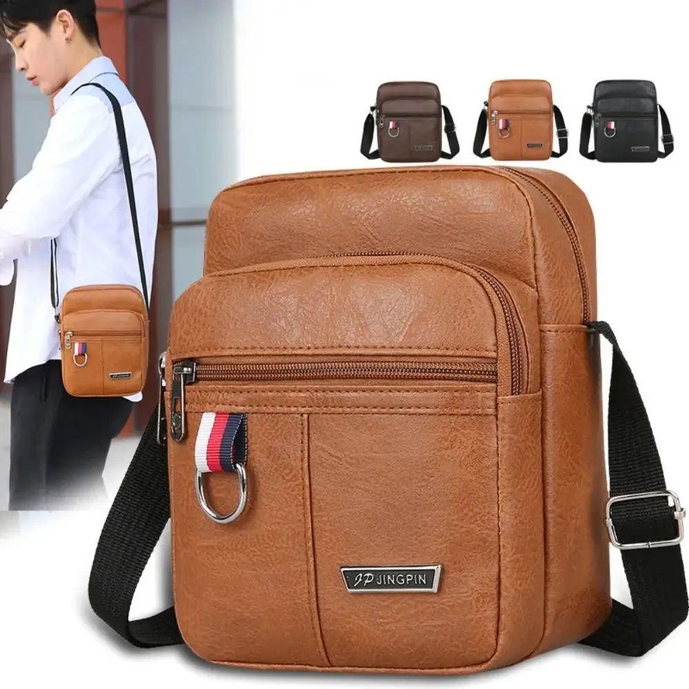 Leather Men's Sling Bag Messenger Shoulder Crossbody Bags Large Capacity Handbags Multifunctional Men's Bag Casual