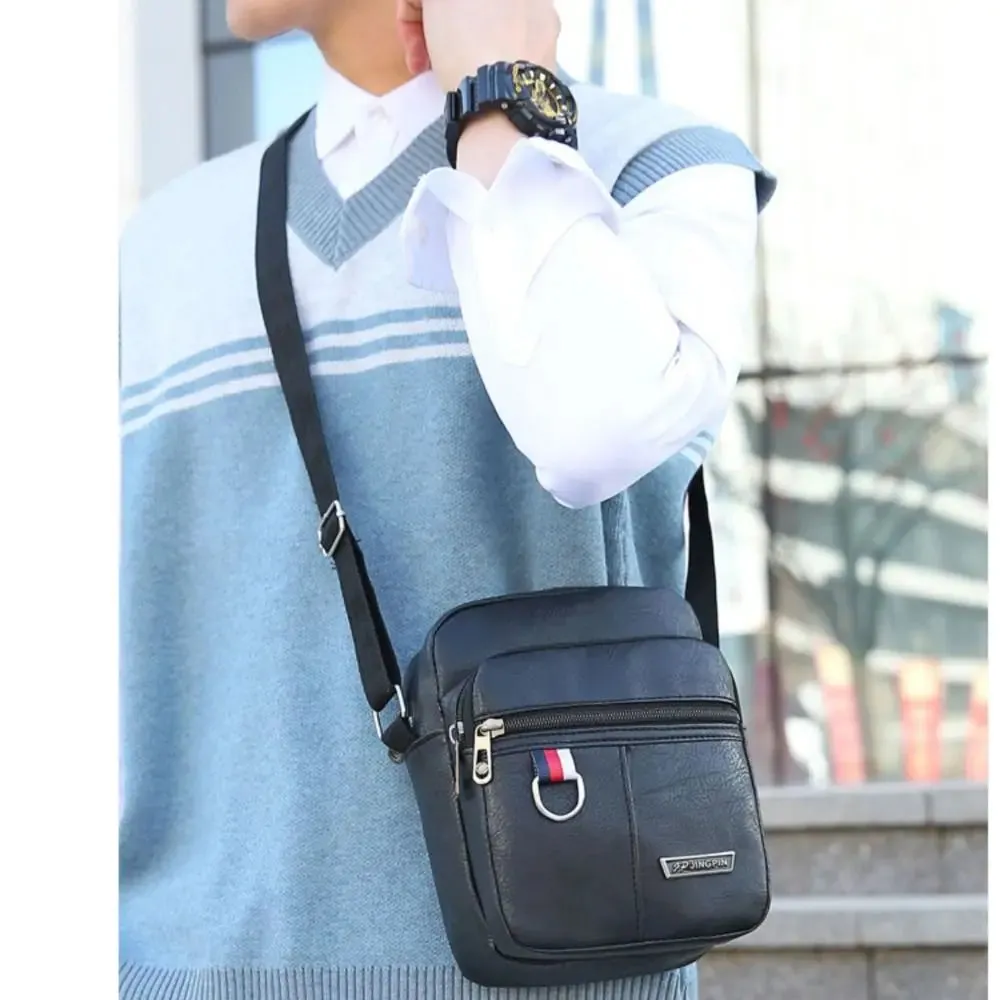 Leather Men's Sling Bag Messenger Shoulder Crossbody Bags Large Capacity Handbags Multifunctional Men's Bag Casual