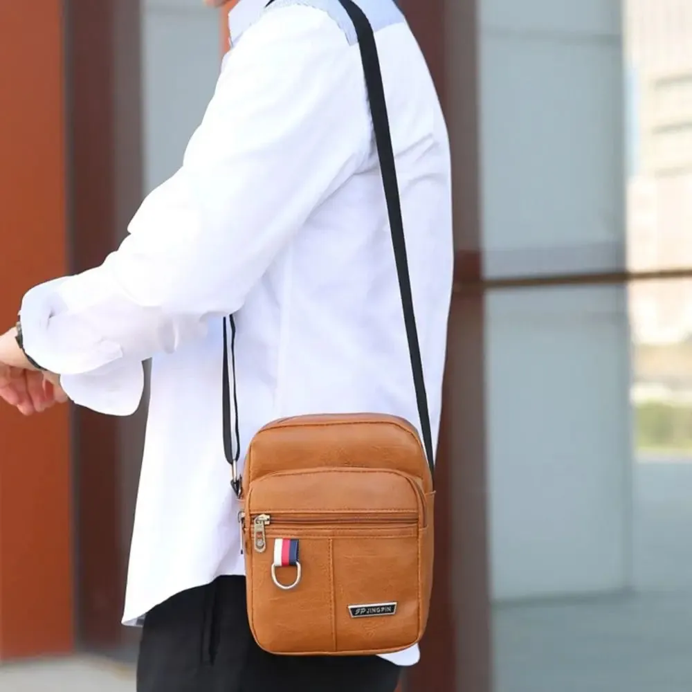 Leather Men's Sling Bag Messenger Shoulder Crossbody Bags Large Capacity Handbags Multifunctional Men's Bag Casual