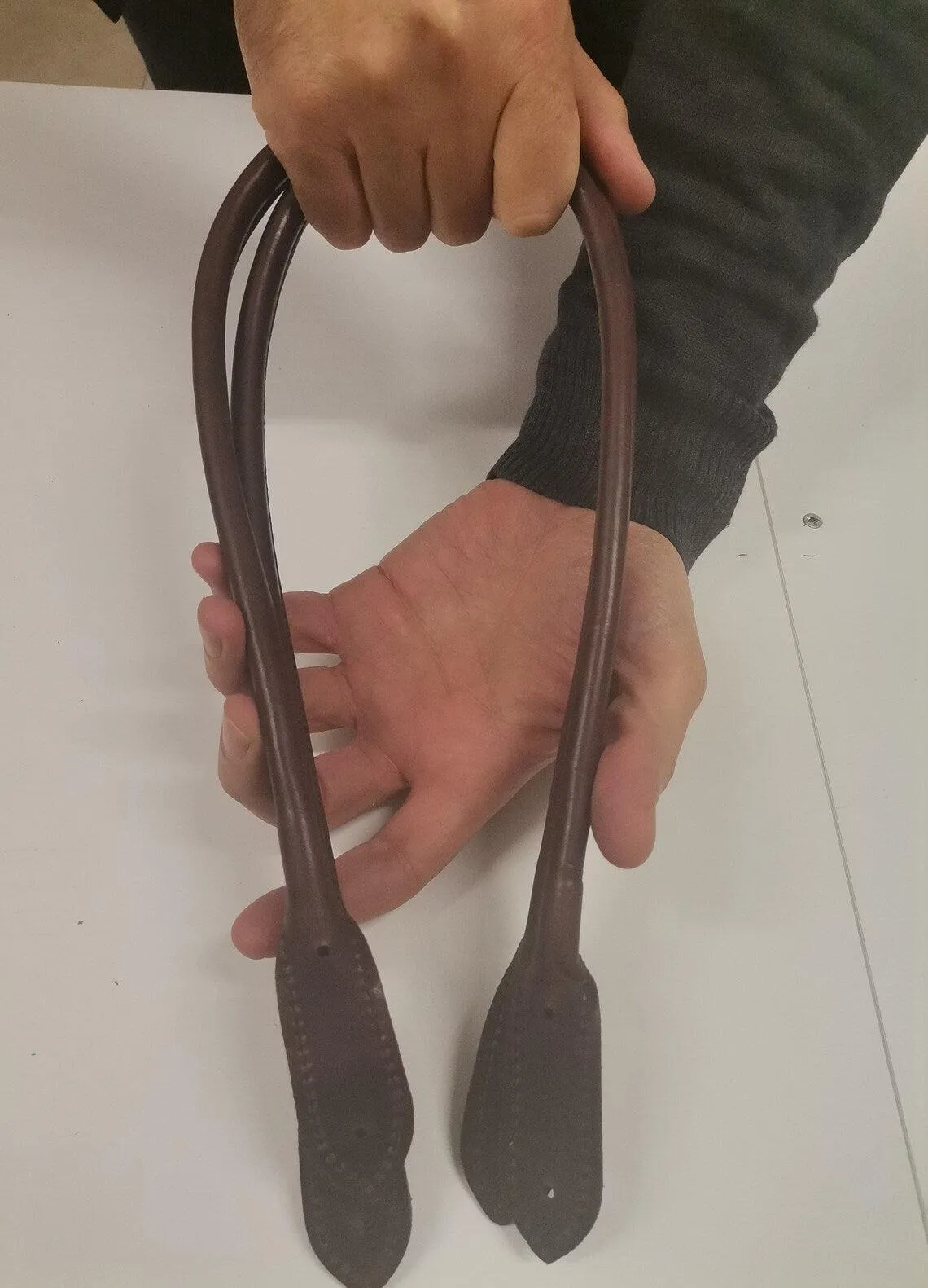 Leather shoulder handles for bags, Pair or rounded stitched genuine leather handles for bags length 75cm(30 inches)