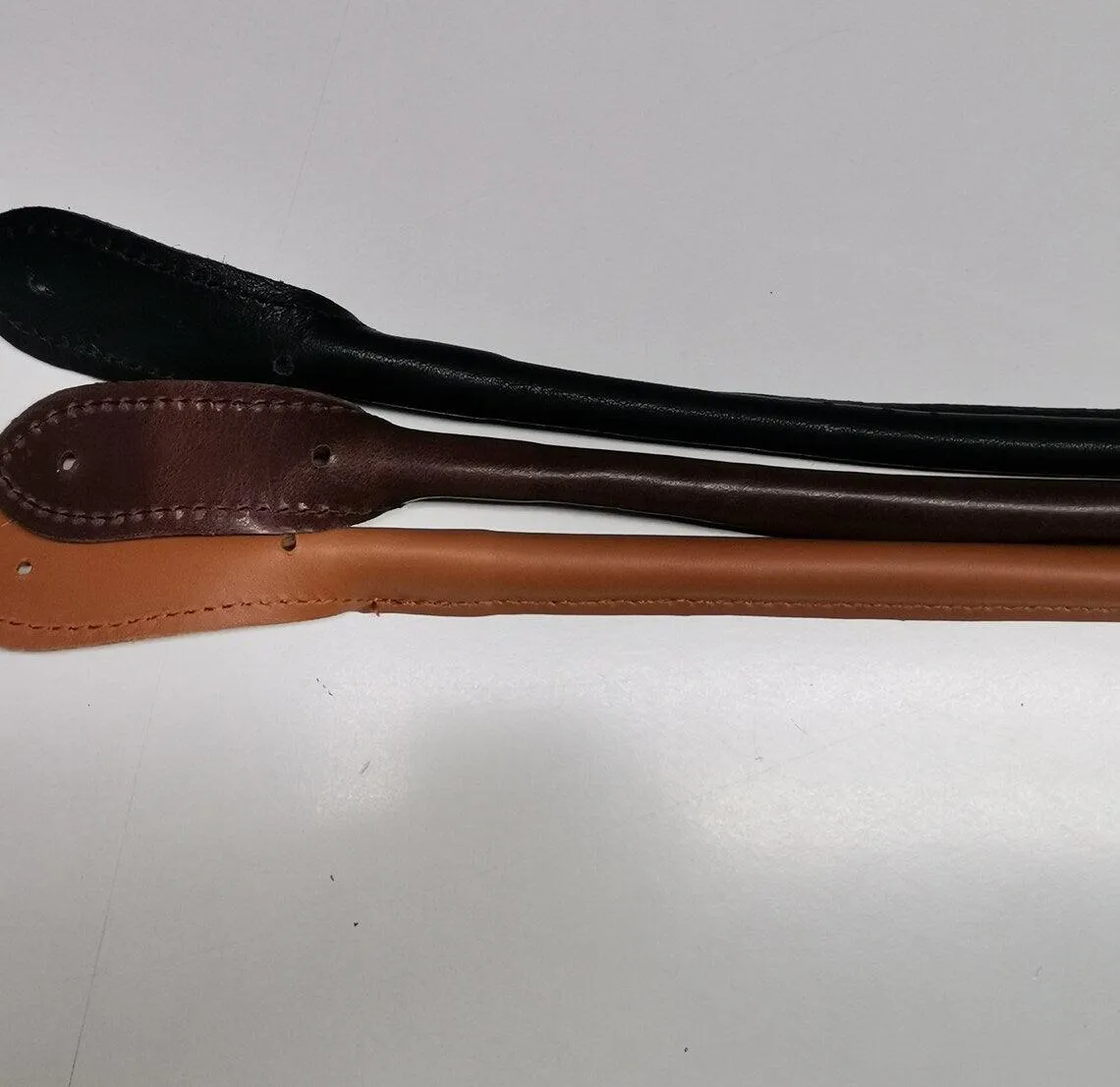 Leather shoulder handles for bags, Pair or rounded stitched genuine leather handles for bags length 75cm(30 inches)
