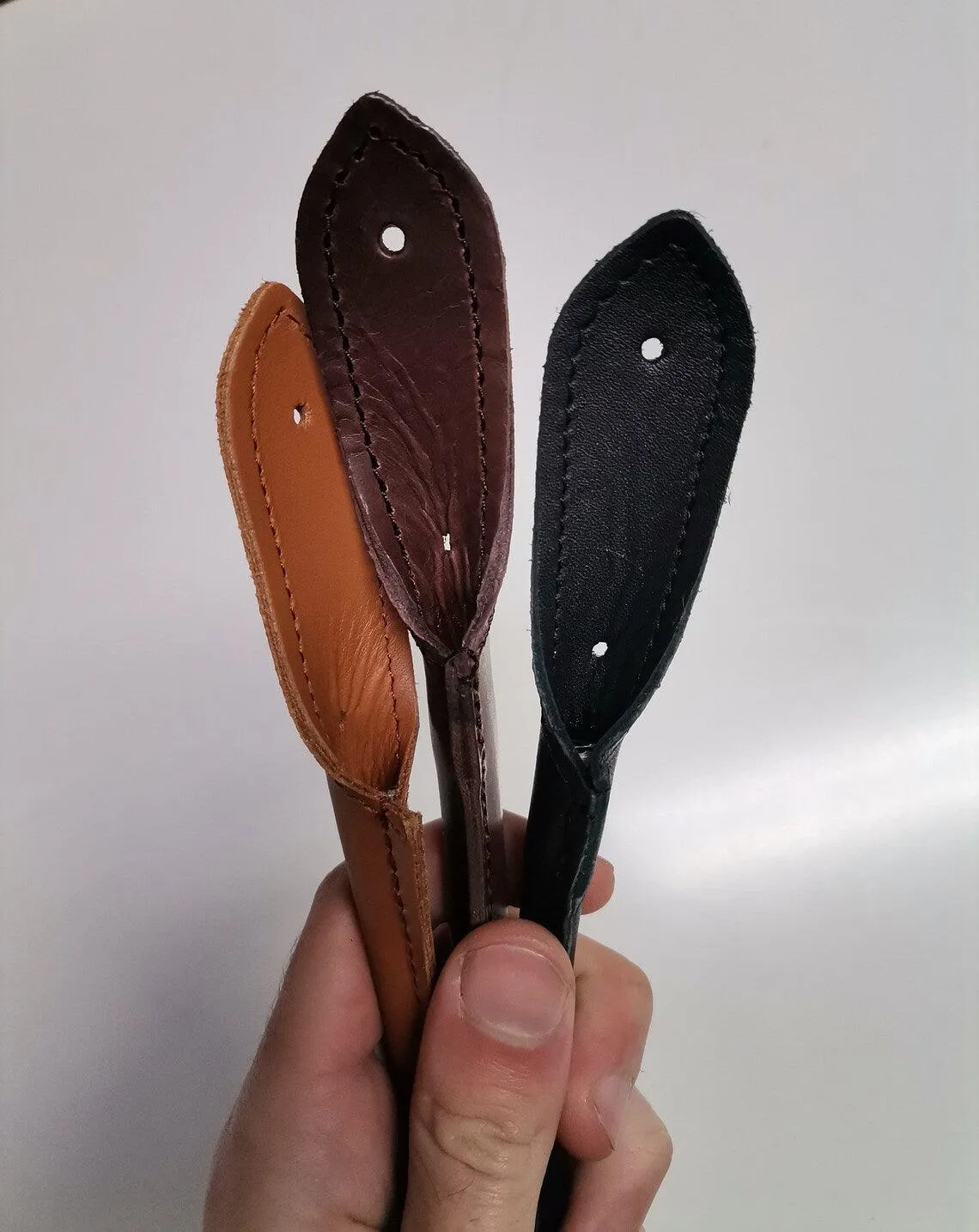 Leather shoulder handles for bags, Pair or rounded stitched genuine leather handles for bags length 75cm(30 inches)