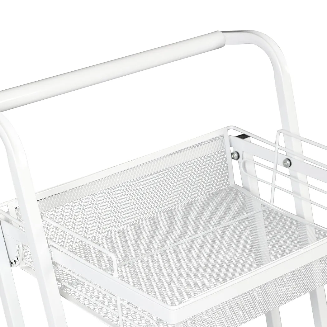 Levede 3 Tier Kitchen Trolley Cart Swivel White Colour