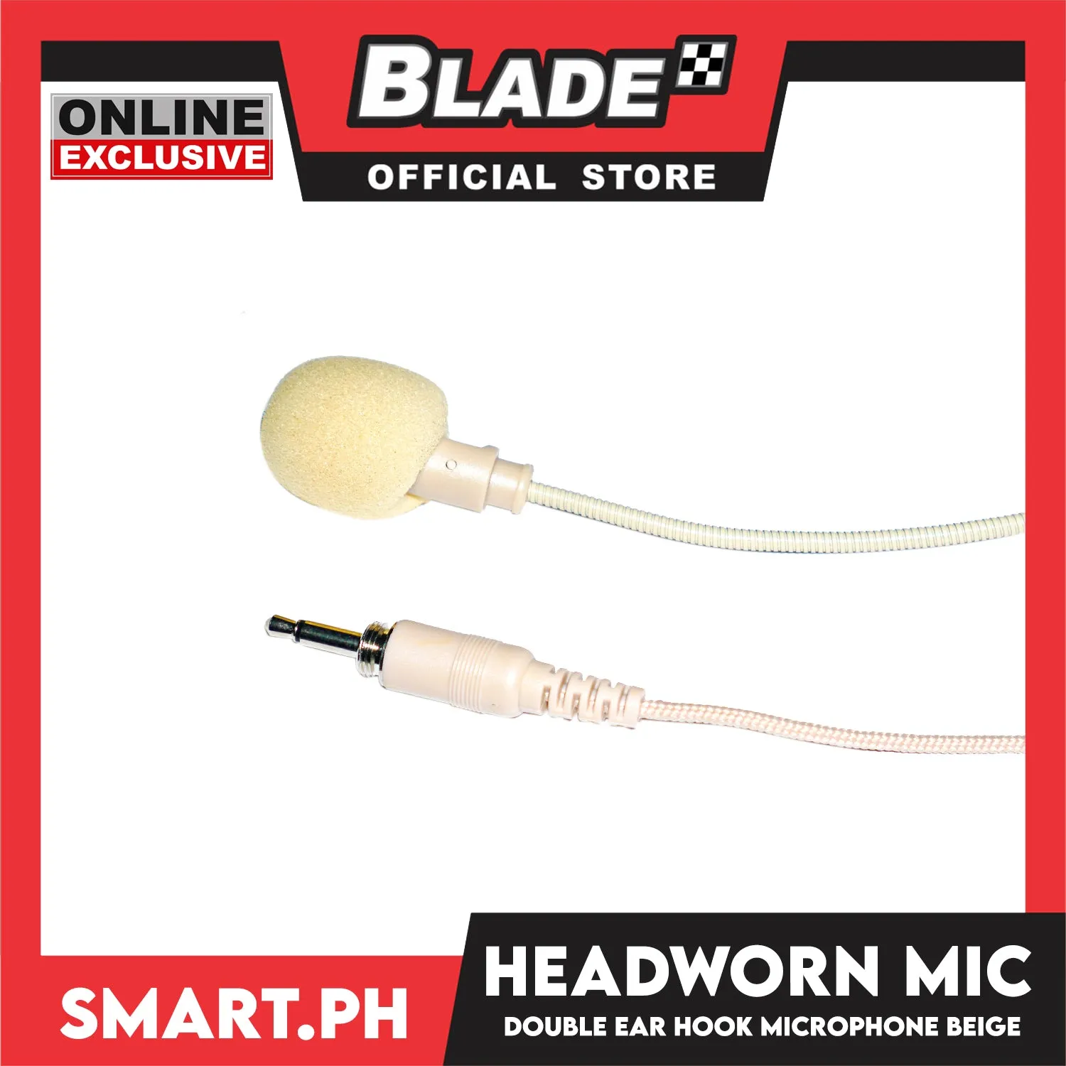 Lightweight Headworn Headphone Microphone Condenser Mic 3.5mm Plug (Beige) for Smartphone Camcorder Computer PC Laptop