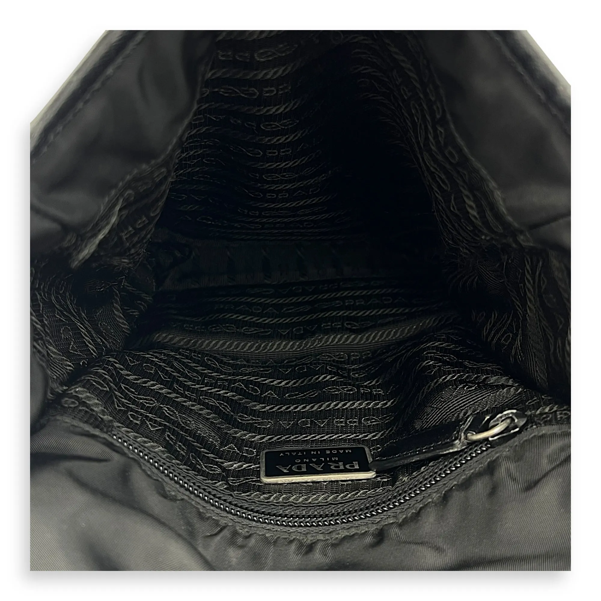 Logo Messenger Black in Nylon, Silver hardware