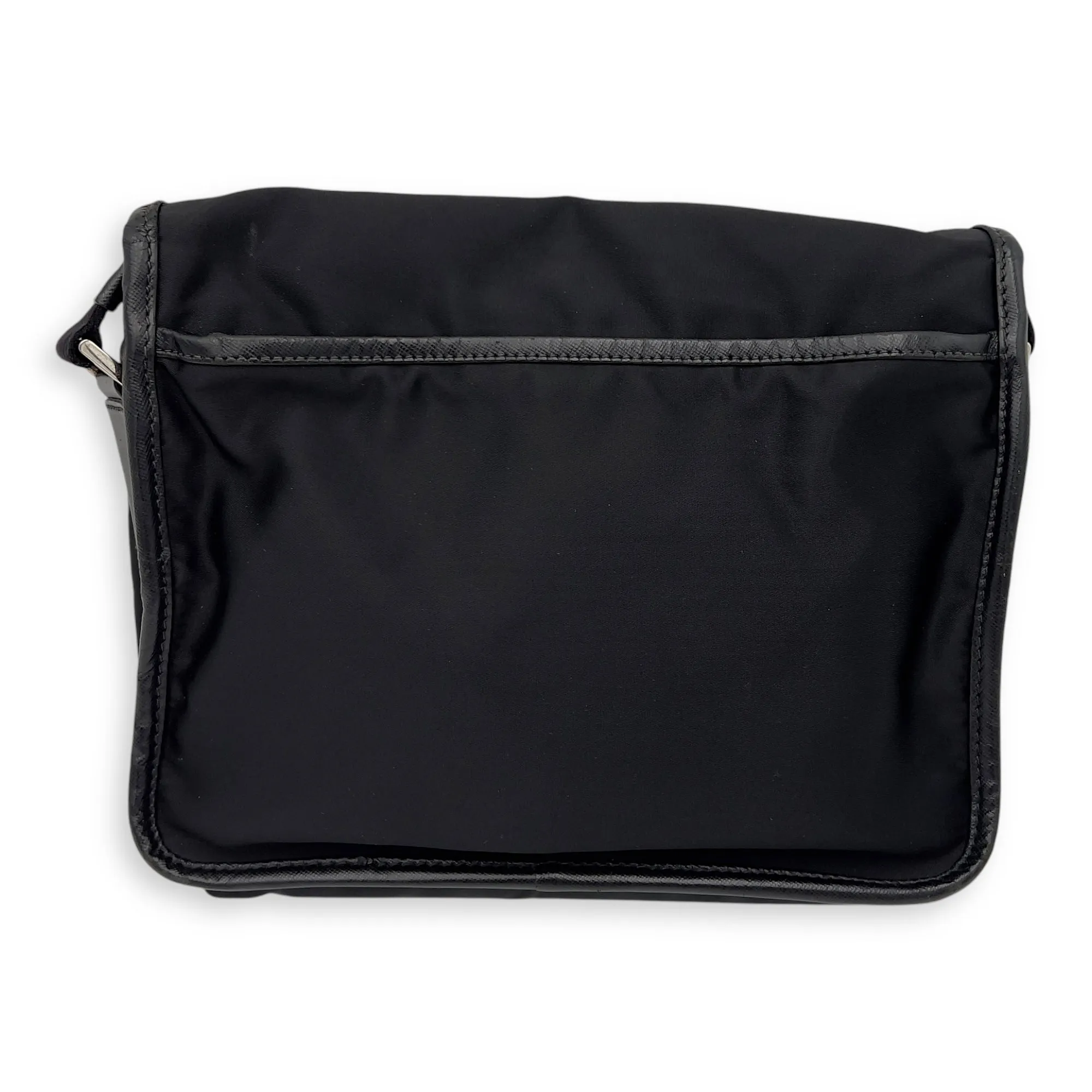 Logo Messenger Black in Nylon, Silver hardware