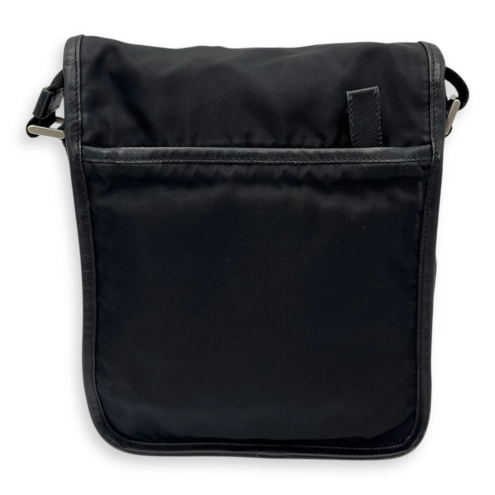 Logo Messenger Black in Nylon, Silver hardware