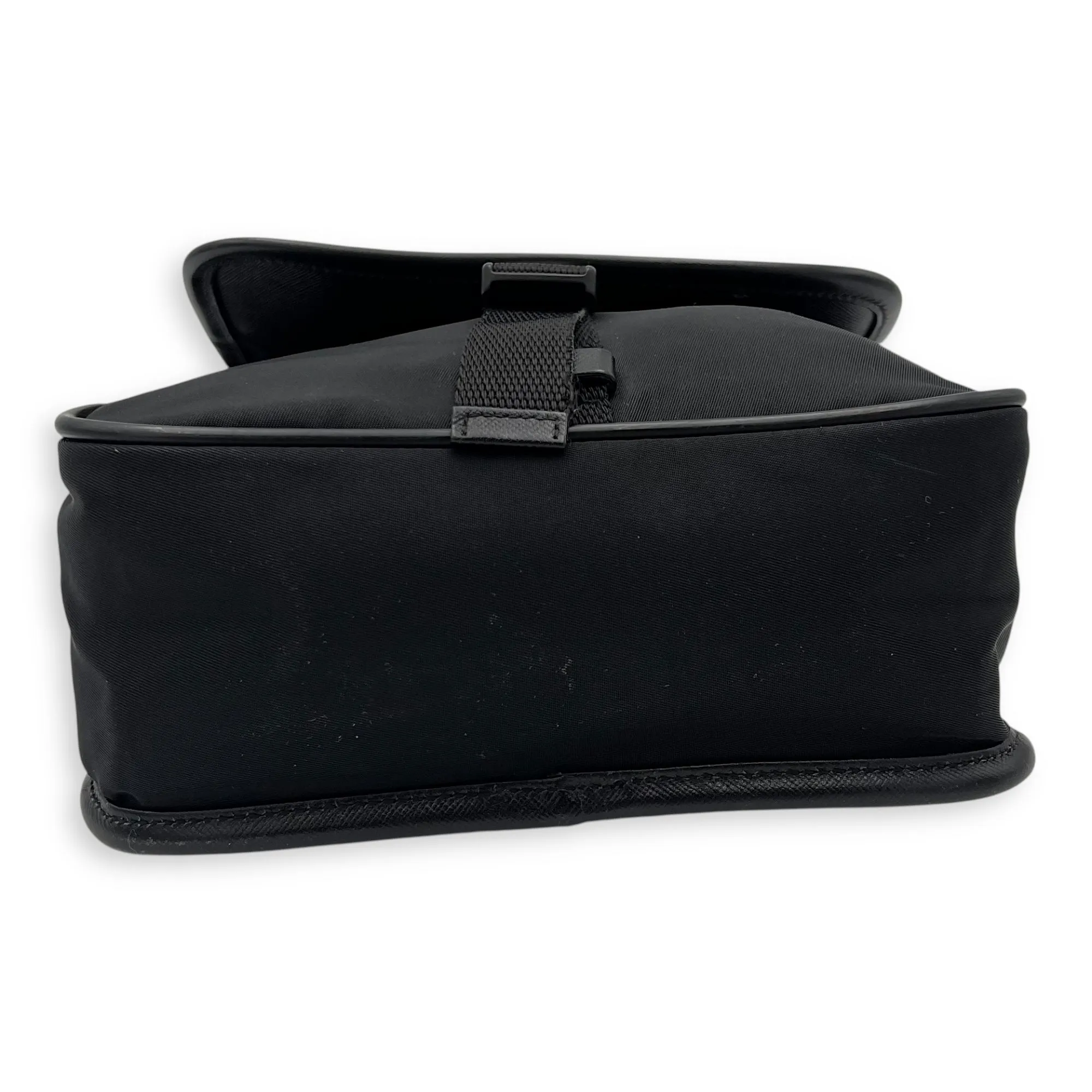 Logo Messenger Black in Nylon, Silver hardware