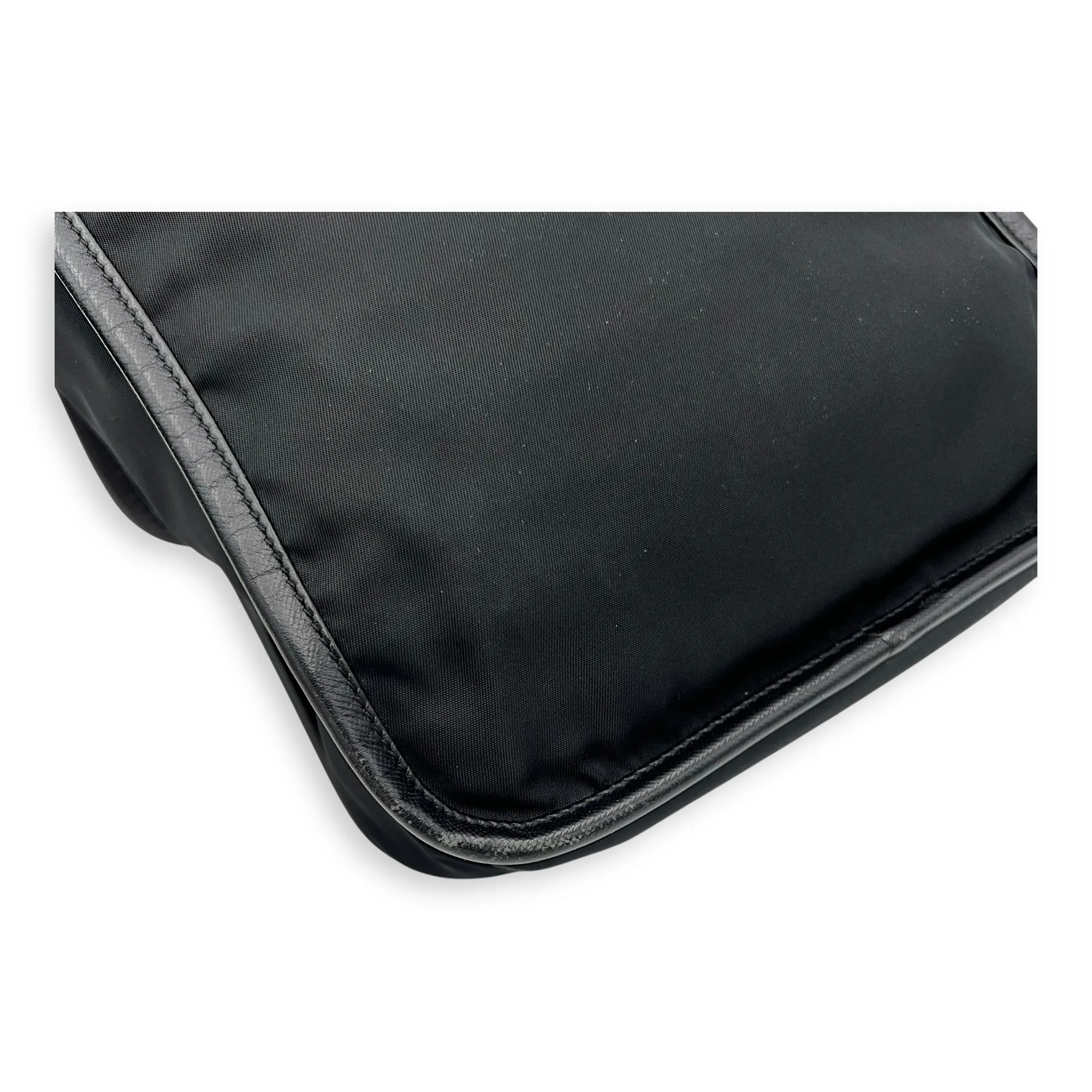 Logo Messenger Black in Nylon, Silver hardware