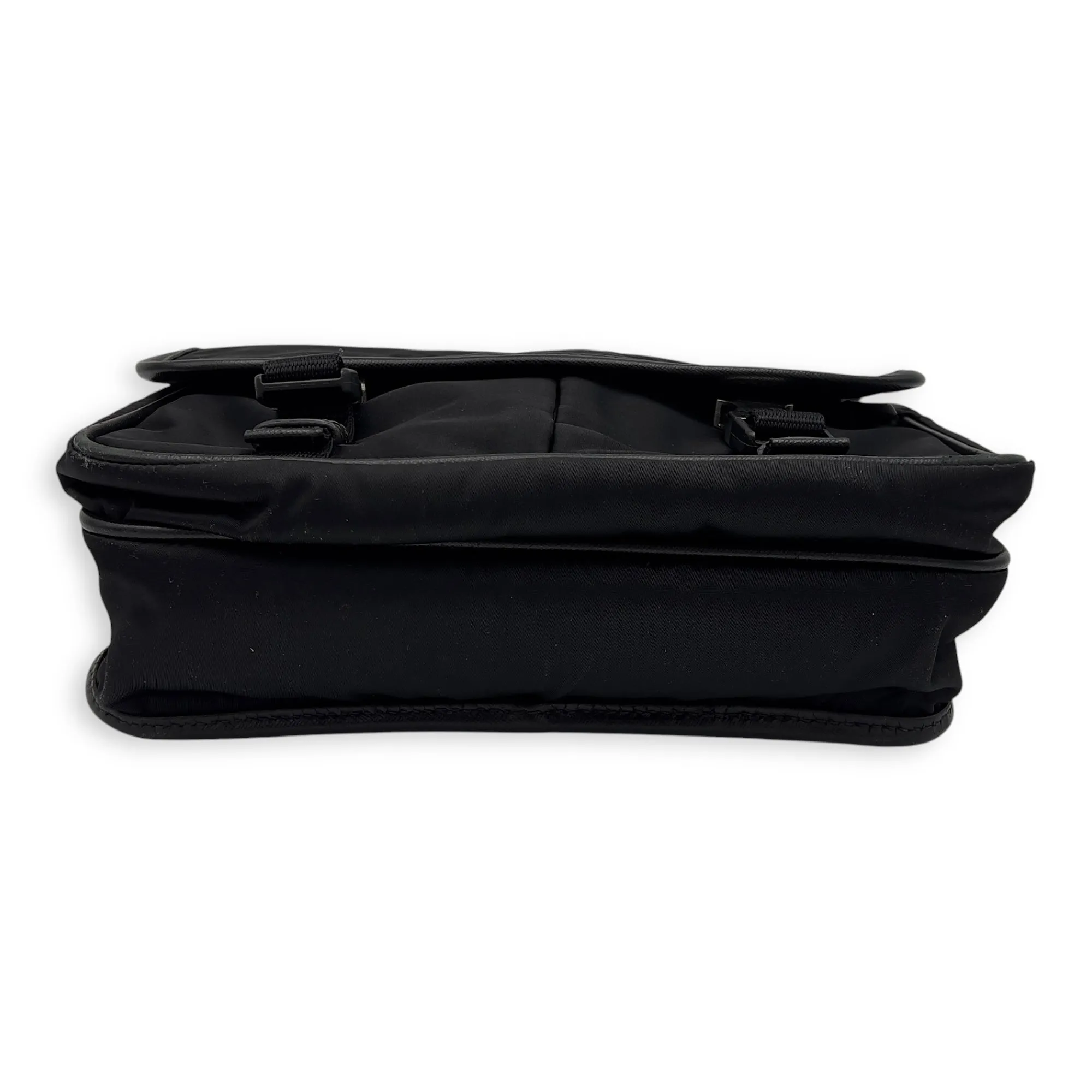 Logo Messenger Black in Nylon, Silver hardware