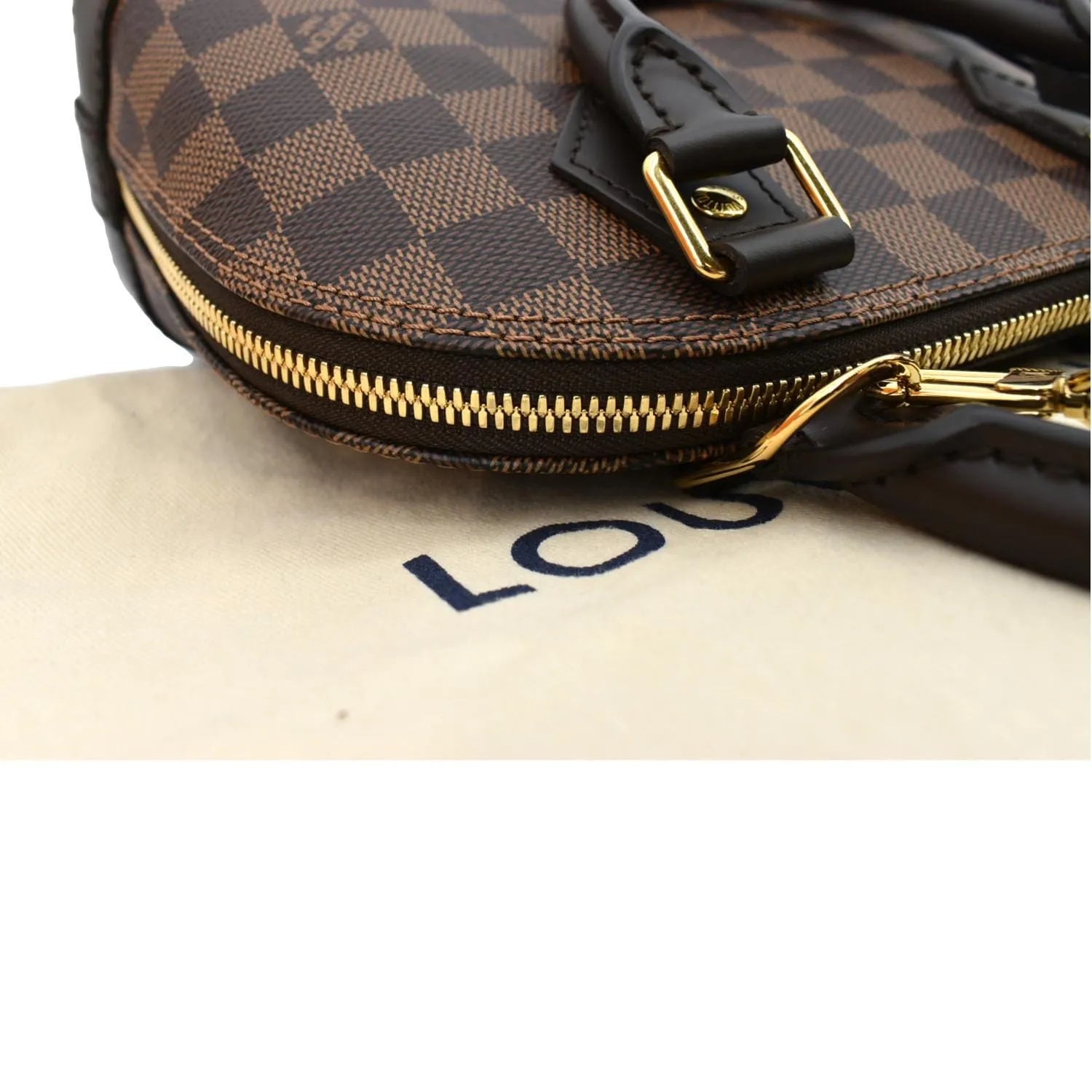 LOUIS VUITTON Alma BB Damier Ebene Satchel Crossbody Bag Brown