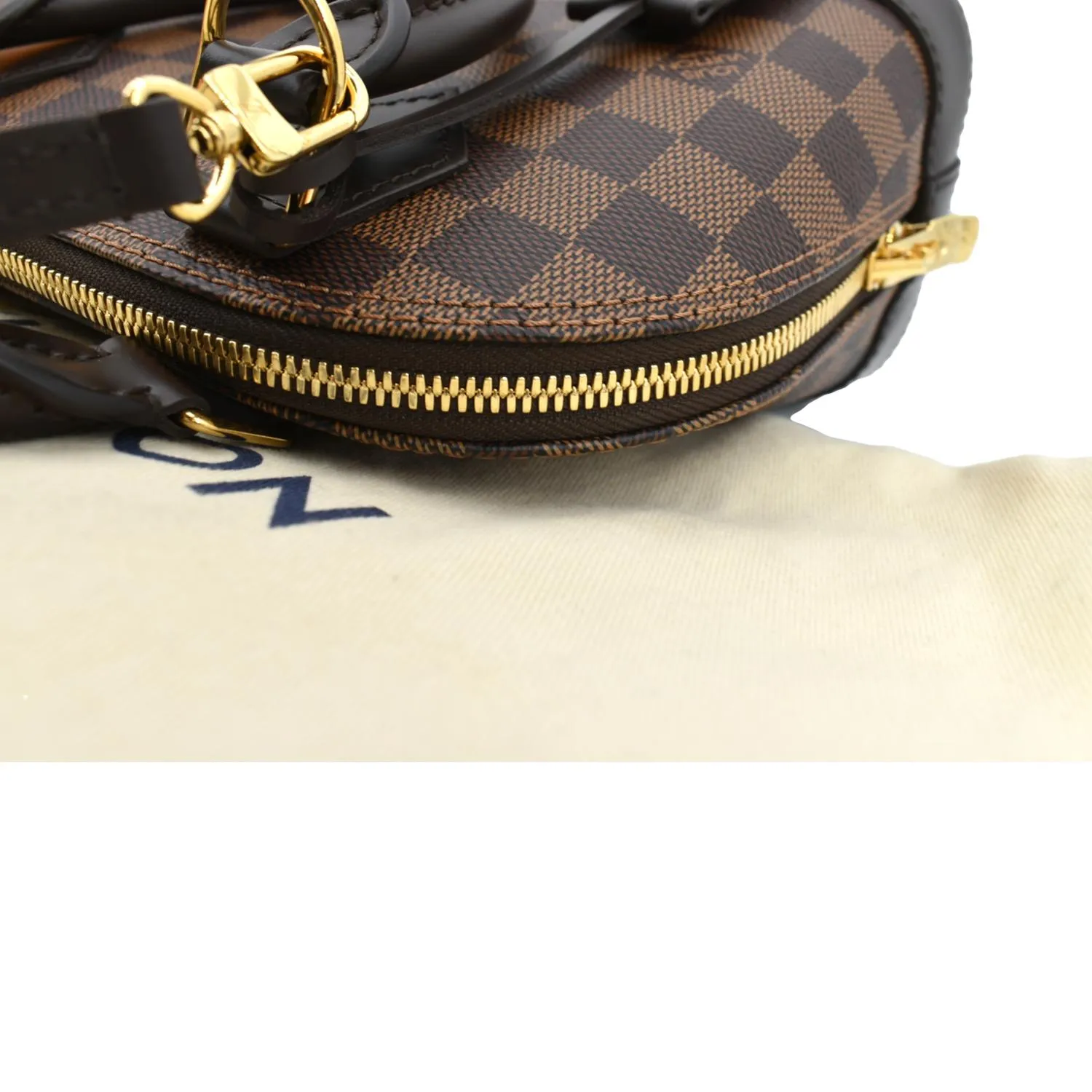 LOUIS VUITTON Alma BB Damier Ebene Satchel Crossbody Bag Brown