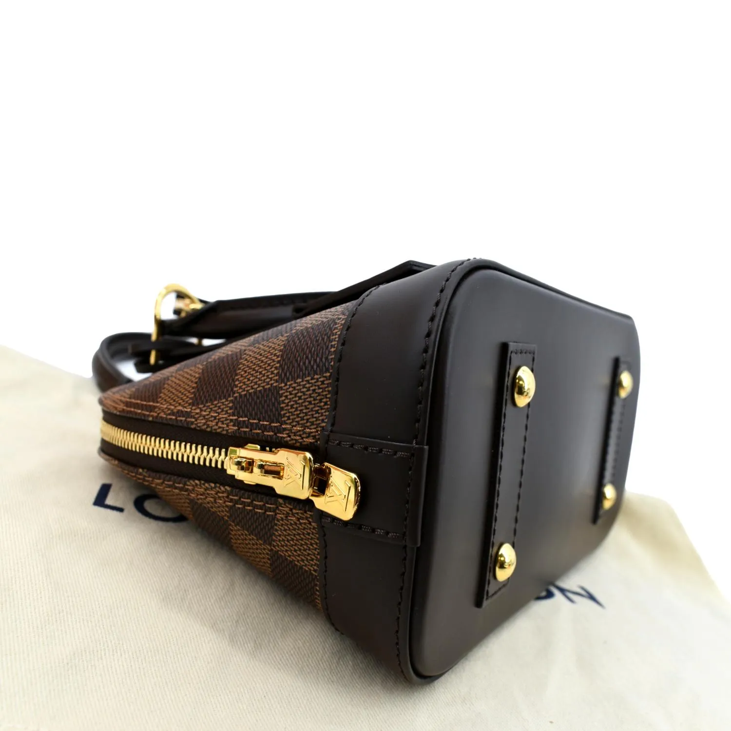 LOUIS VUITTON Alma BB Damier Ebene Satchel Crossbody Bag Brown