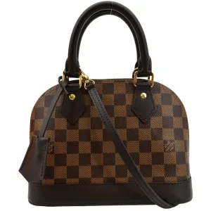 LOUIS VUITTON Alma BB Damier Ebene Satchel Crossbody Bag Brown