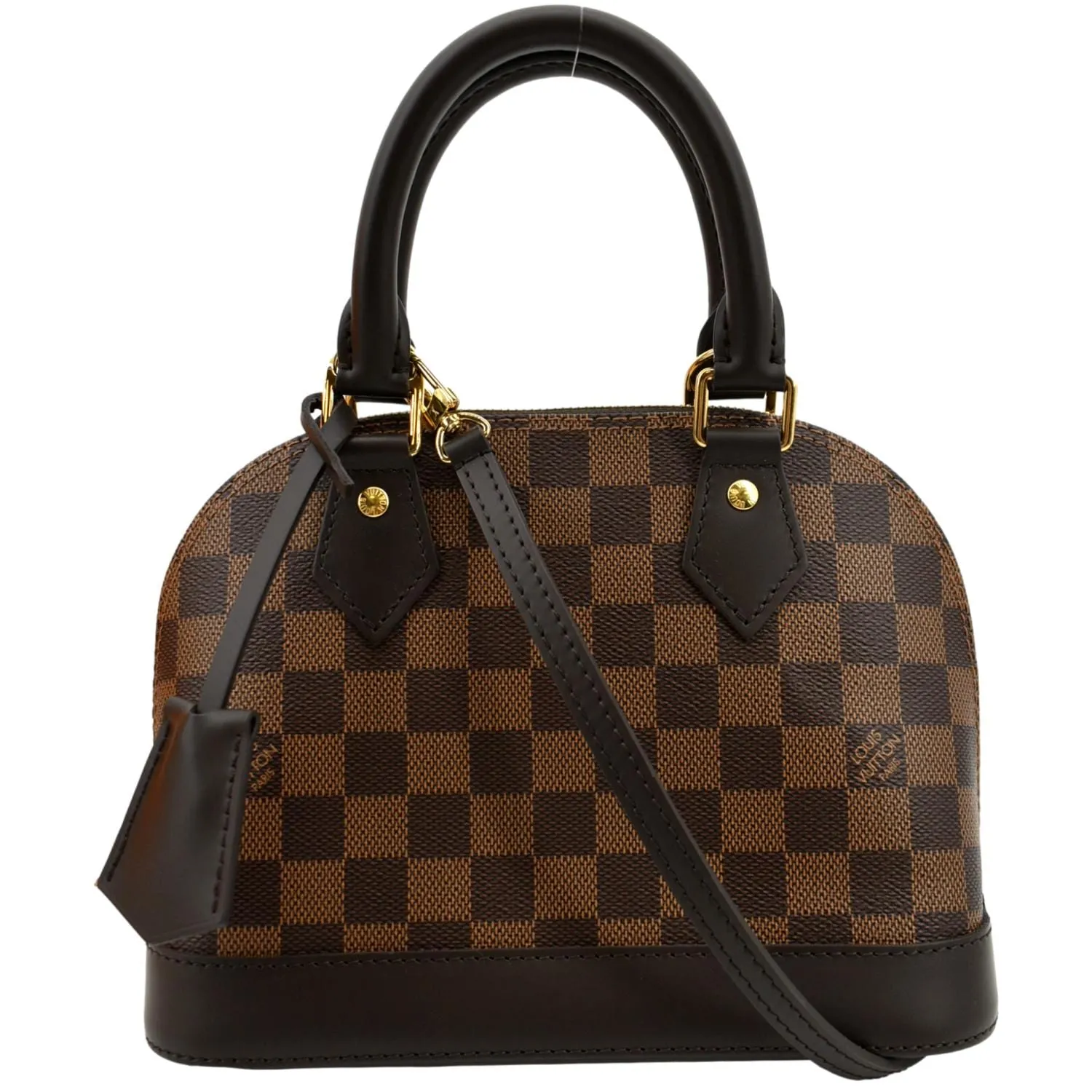 LOUIS VUITTON Alma BB Damier Ebene Satchel Crossbody Bag Brown